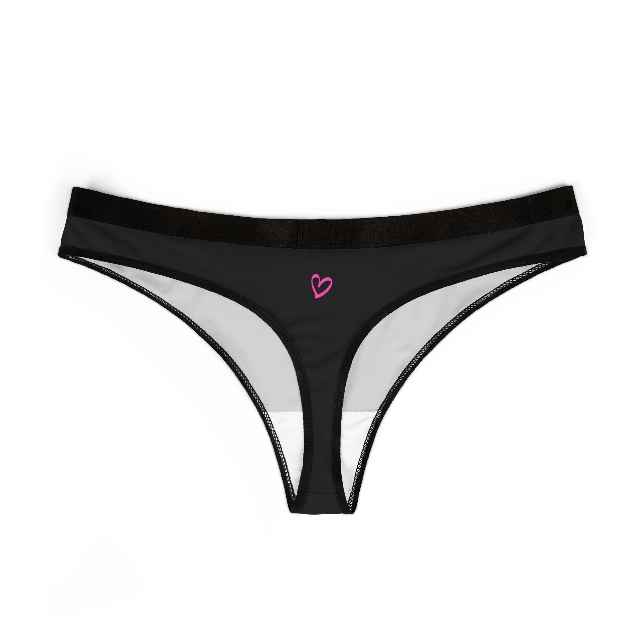 Girls Pink Love Thong Black  — Women's Cheeky Bikini Underwear Black