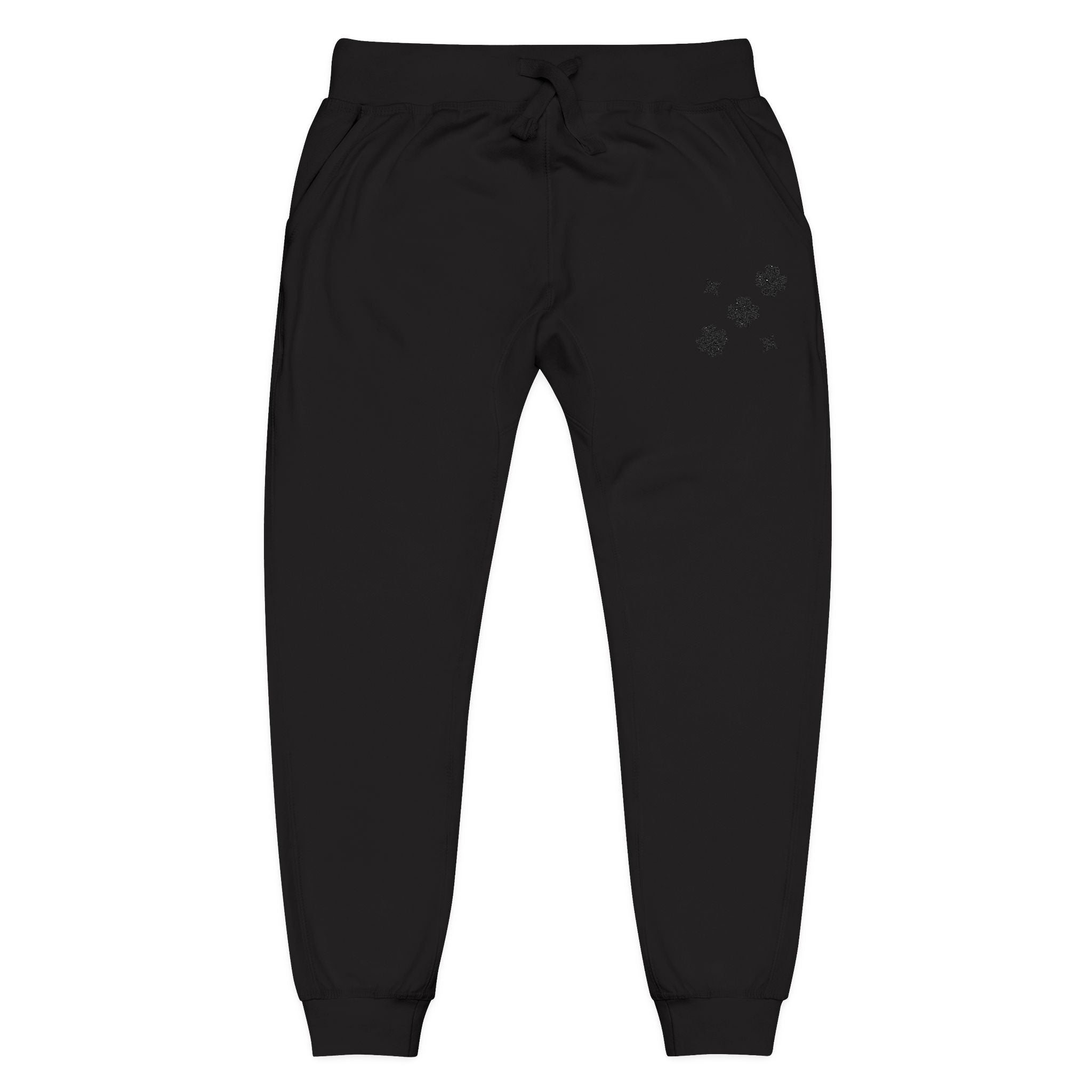 Men Black Stars Fleece Sweatpants -Black