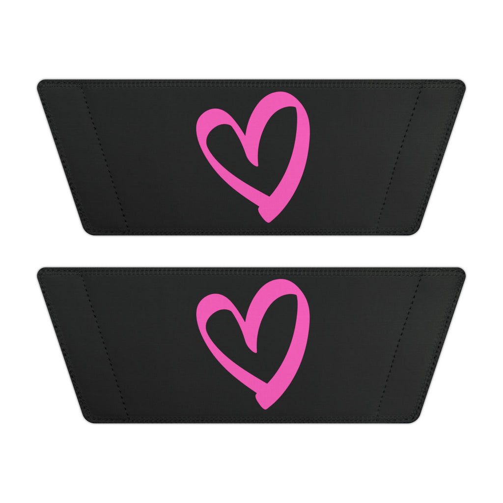 Women Slide Sandals —  PInk Heart Removable- Black Striped Strap Slides