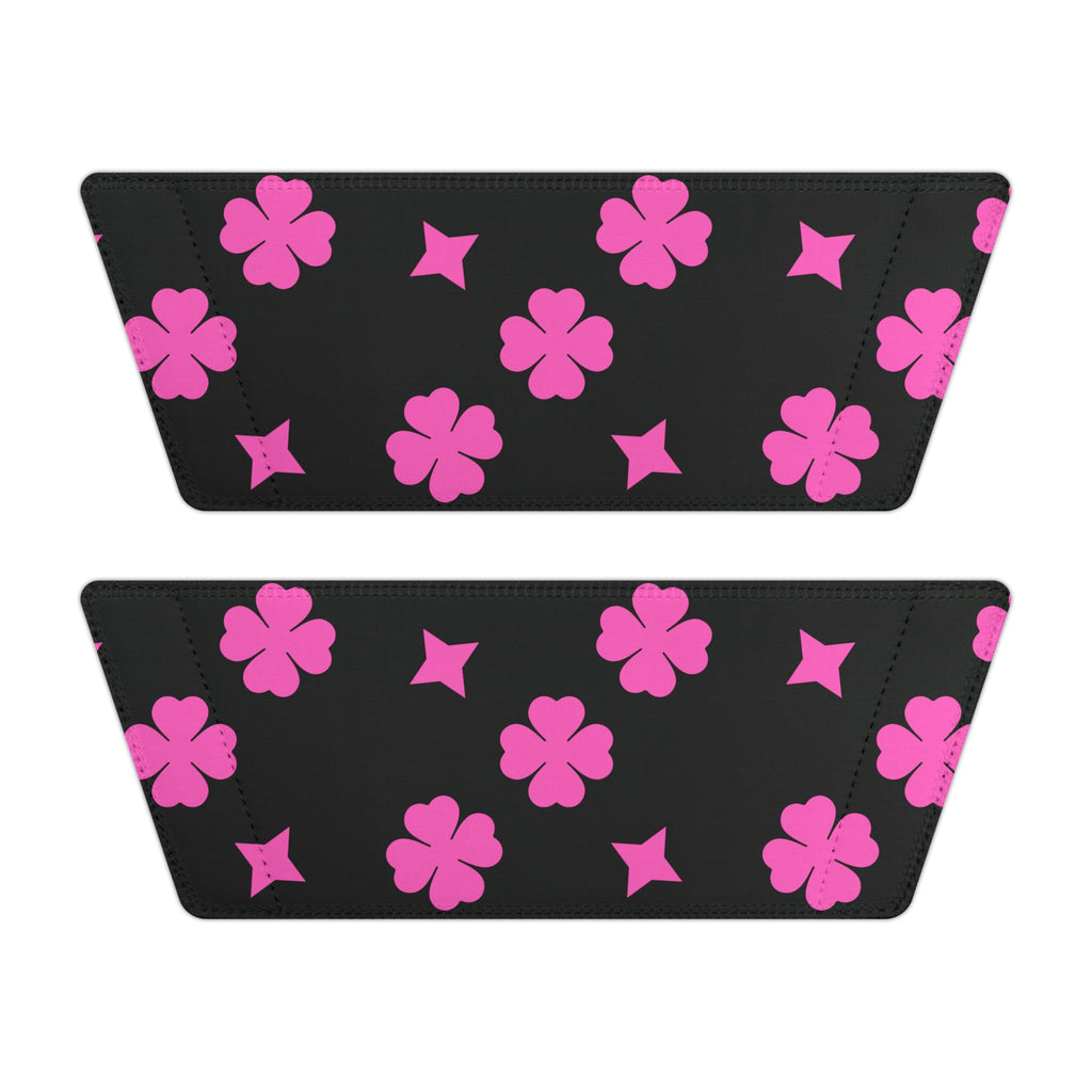 Women Slide Sandals — Pink Stars Removable- Black Striped Strap Slides