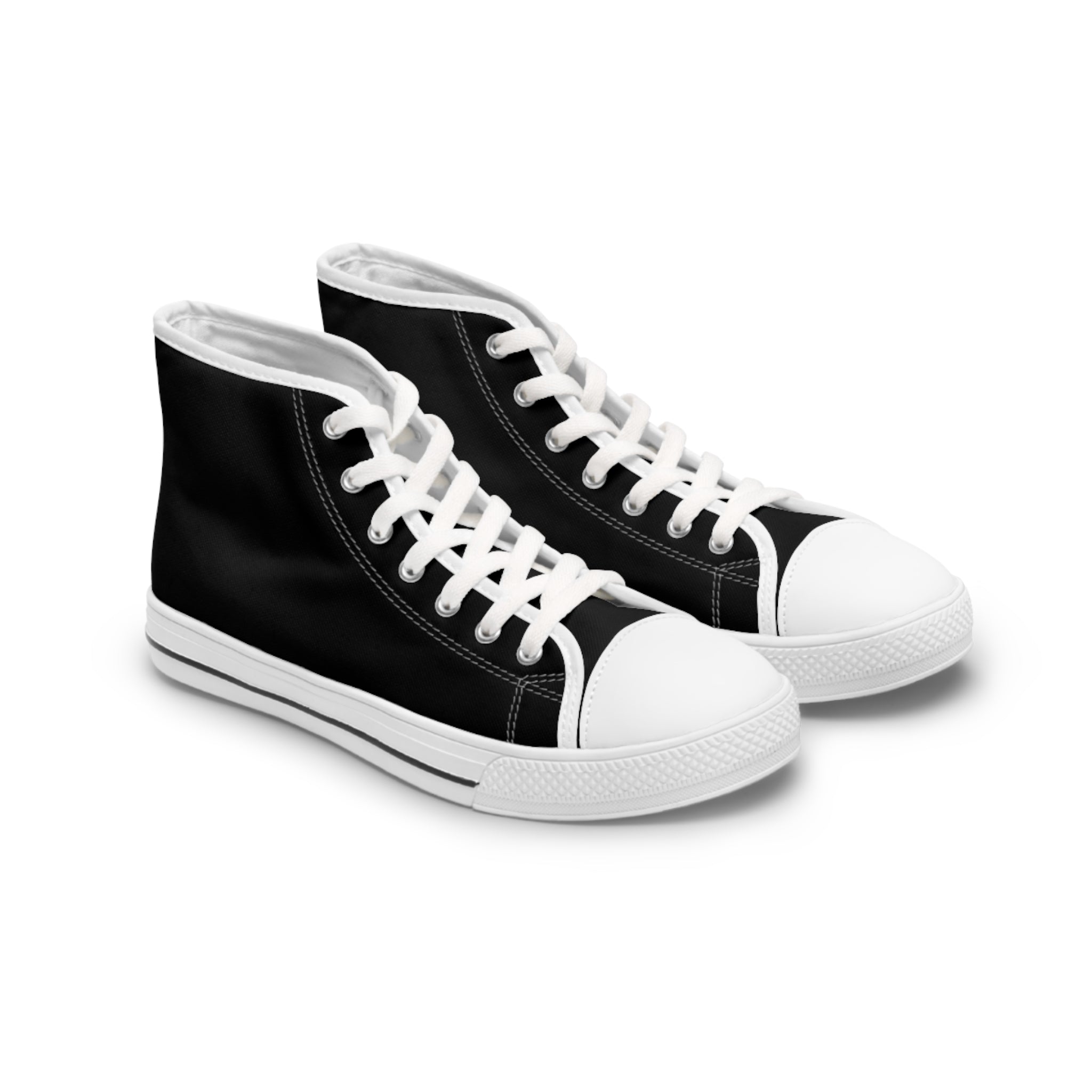 Classic Black High-Top Sneakers — Women's Casual Canvas Shoes