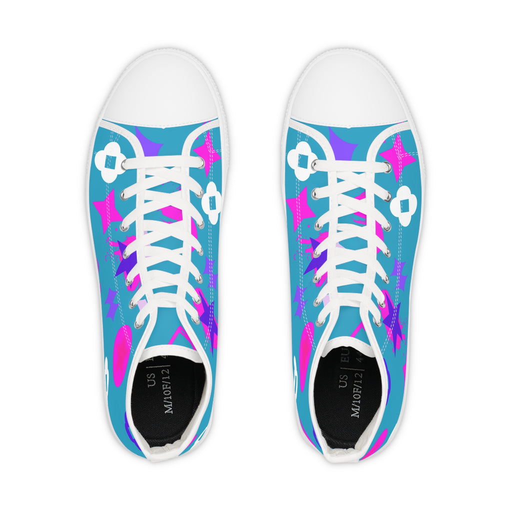 Men's High Top Sneakers Stars On White Bottoms