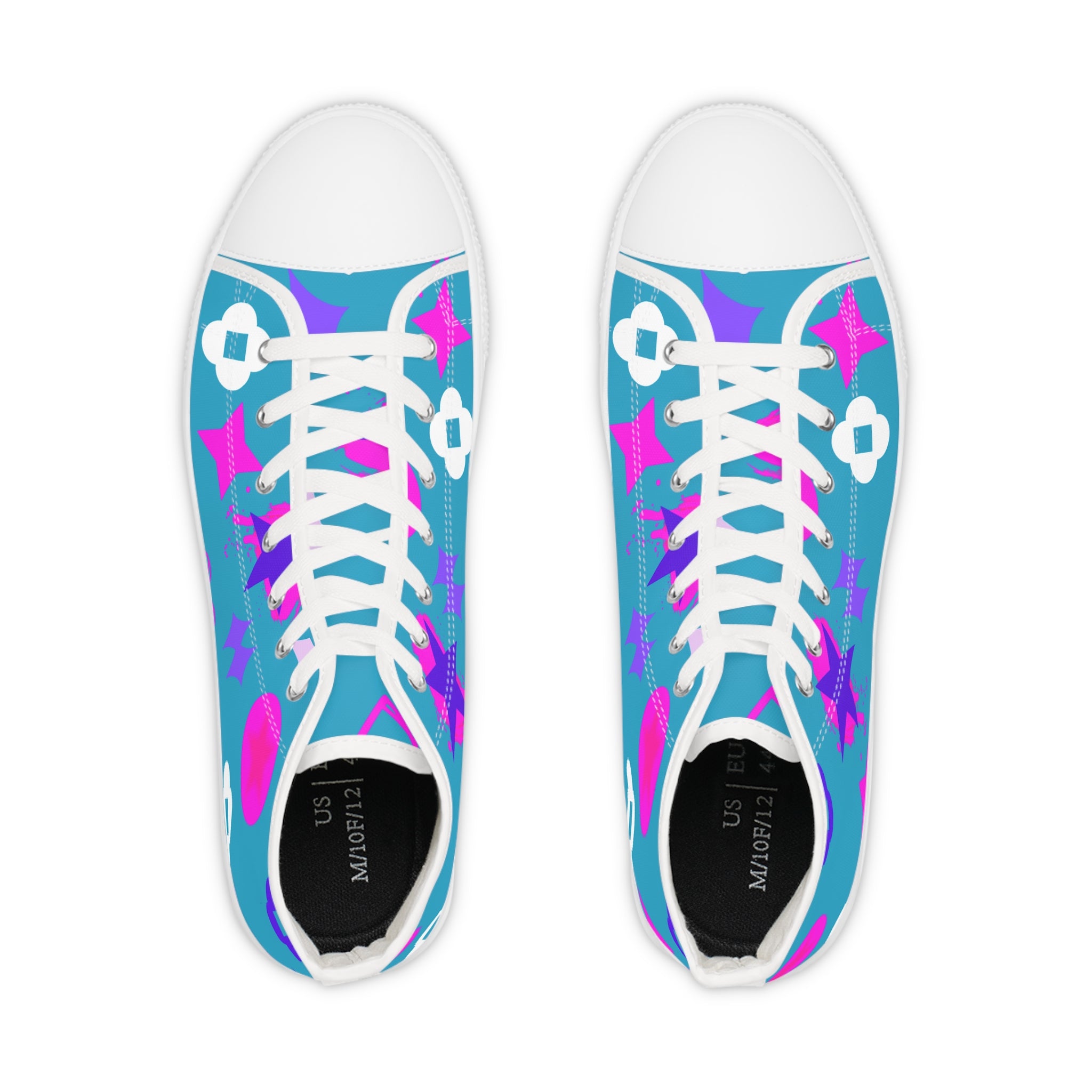 Men's High Top Sneakers Stars On White Bottoms