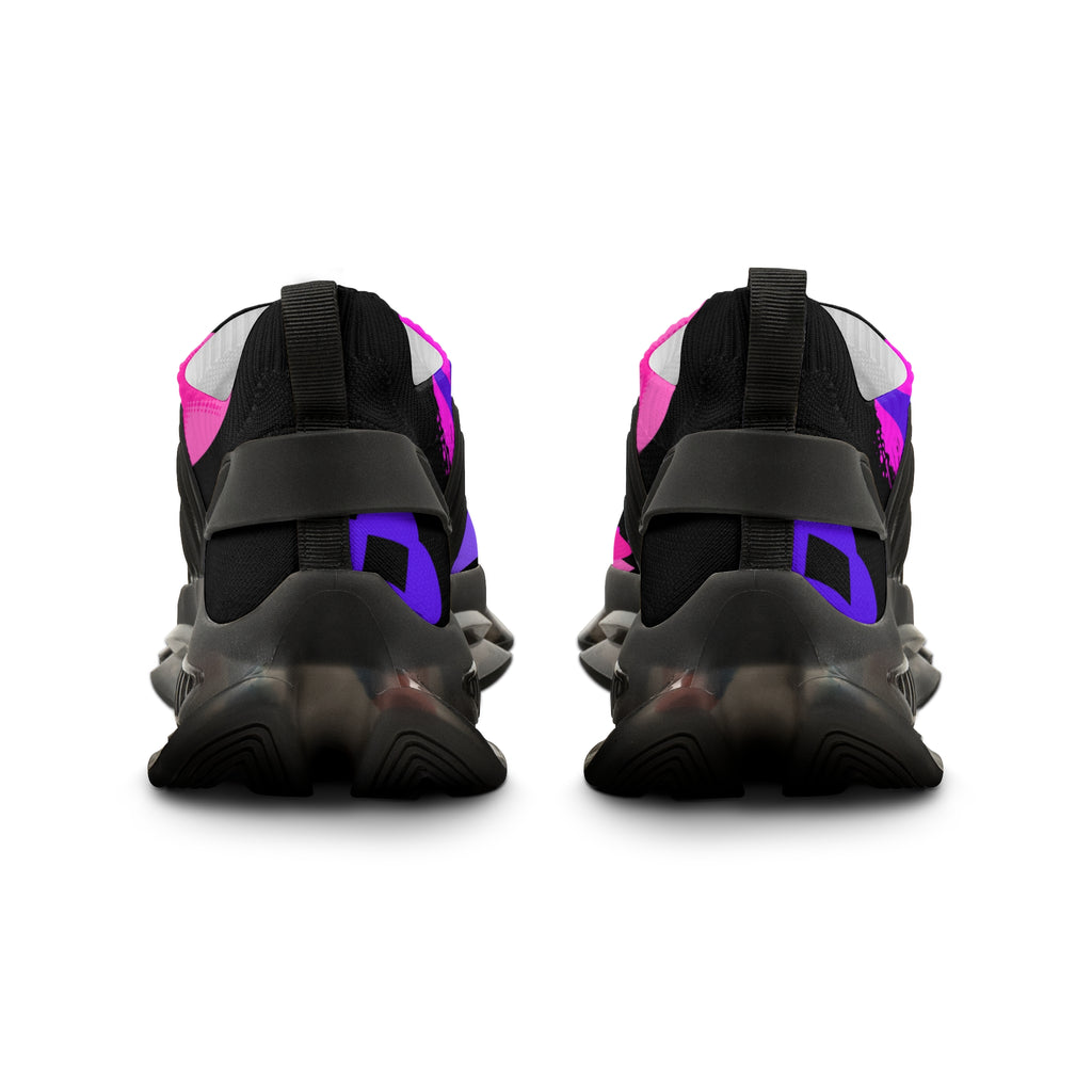 Men's Black  Mesh Sneakers — Neon Purple & Pink Star Streetwear Running Shoes limited