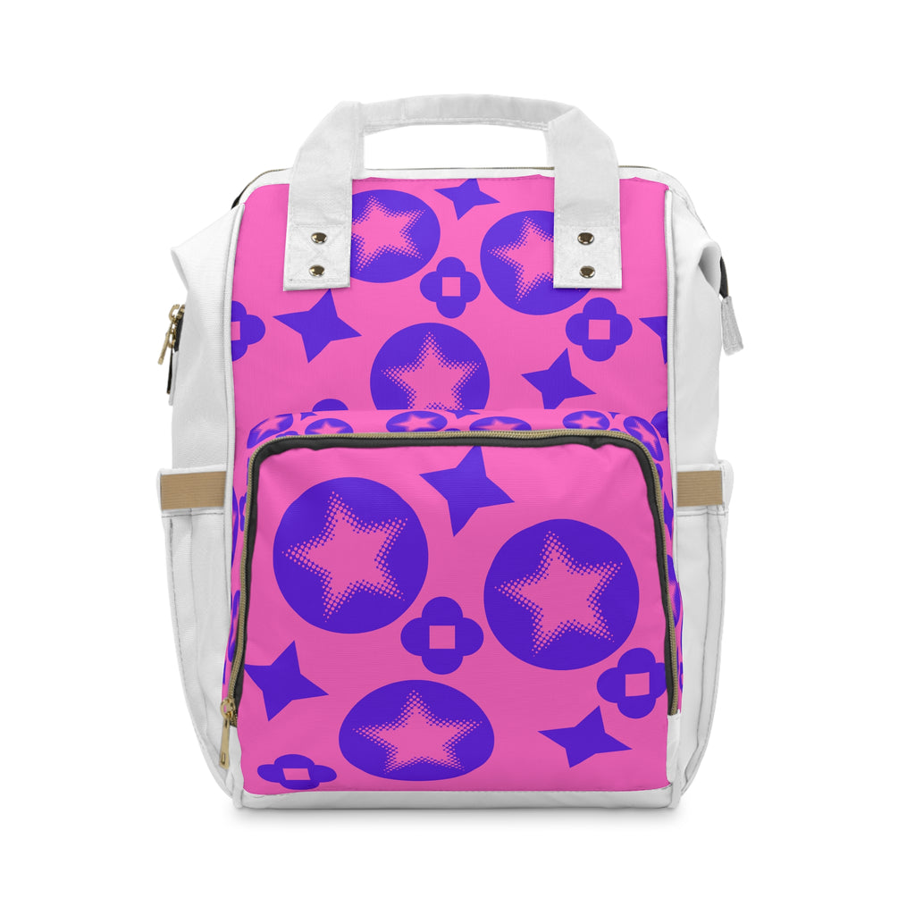 Purple Pink Star Pattern Multifunctiona Backpack