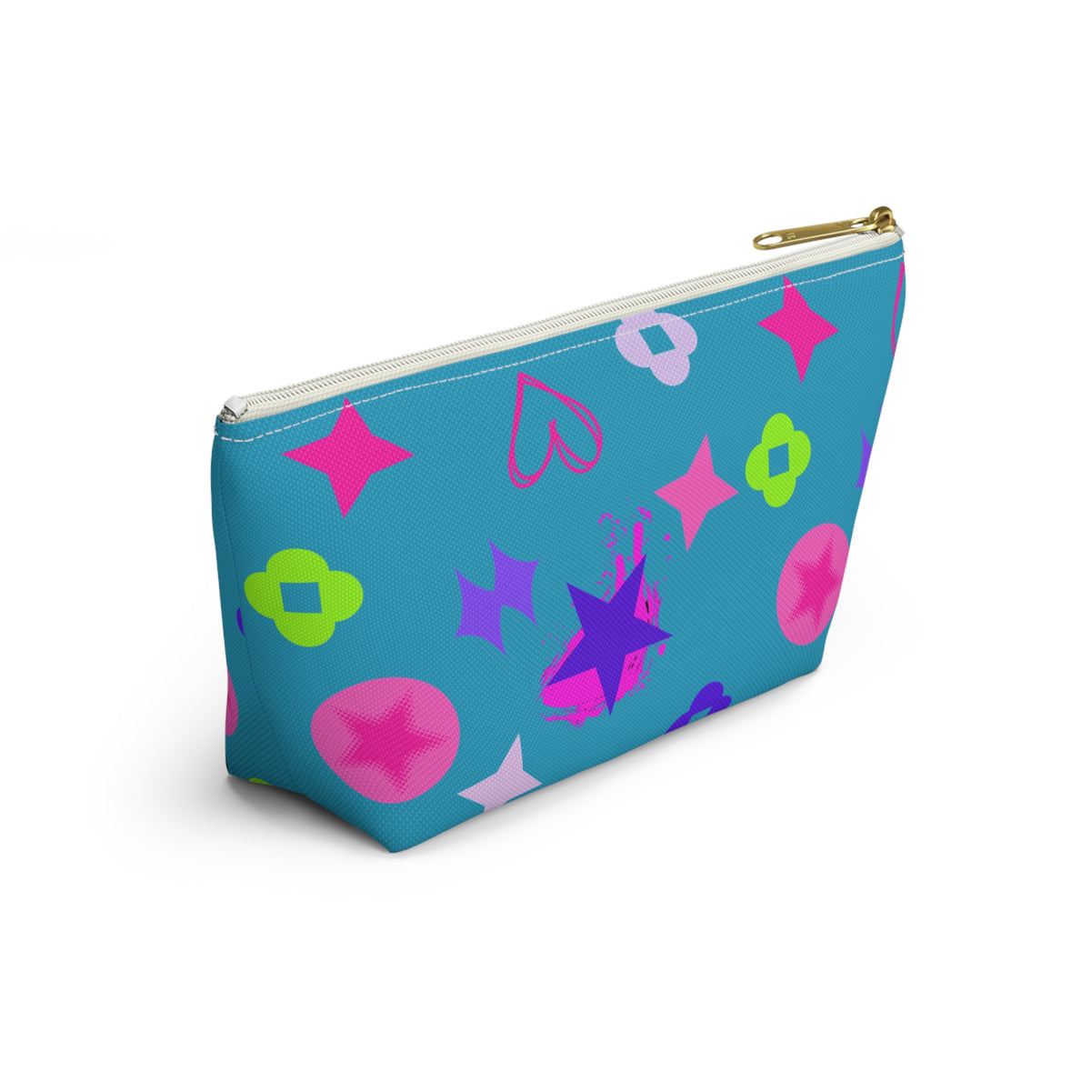 Blue Stars Accessory Pouch —  Pink Makeup Bag