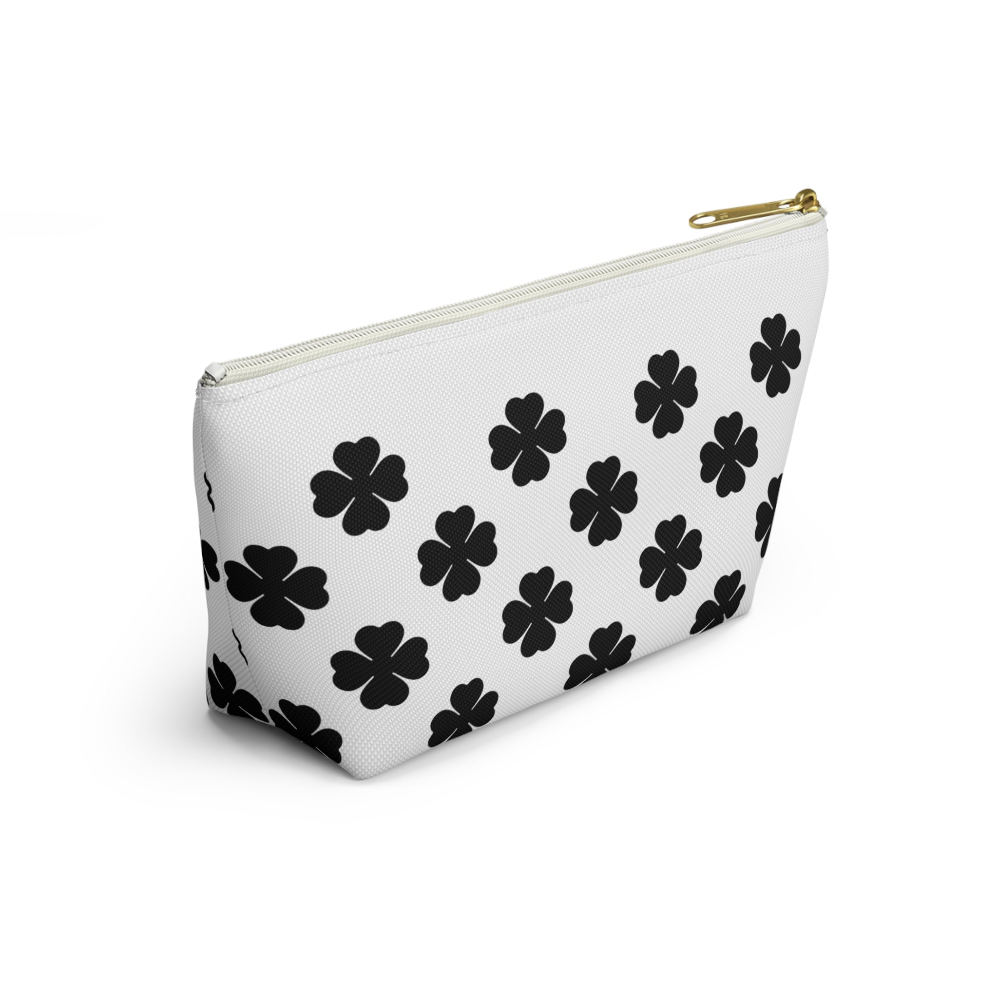 Black Clover Pattern Accessory Pouch — T‑Bottom Makeup & Travel Organizer