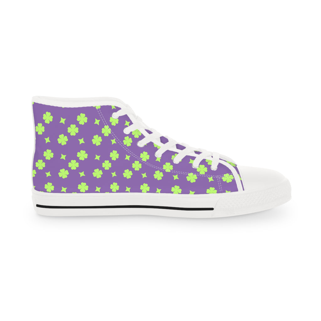 Men's High Top Sneakers Lime Green Stars