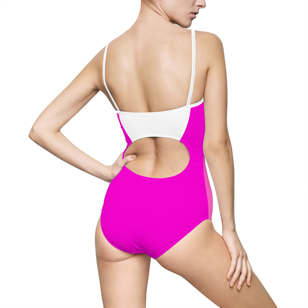 Stars One-Piece Swimsuit — Cute Pink All-Over Print