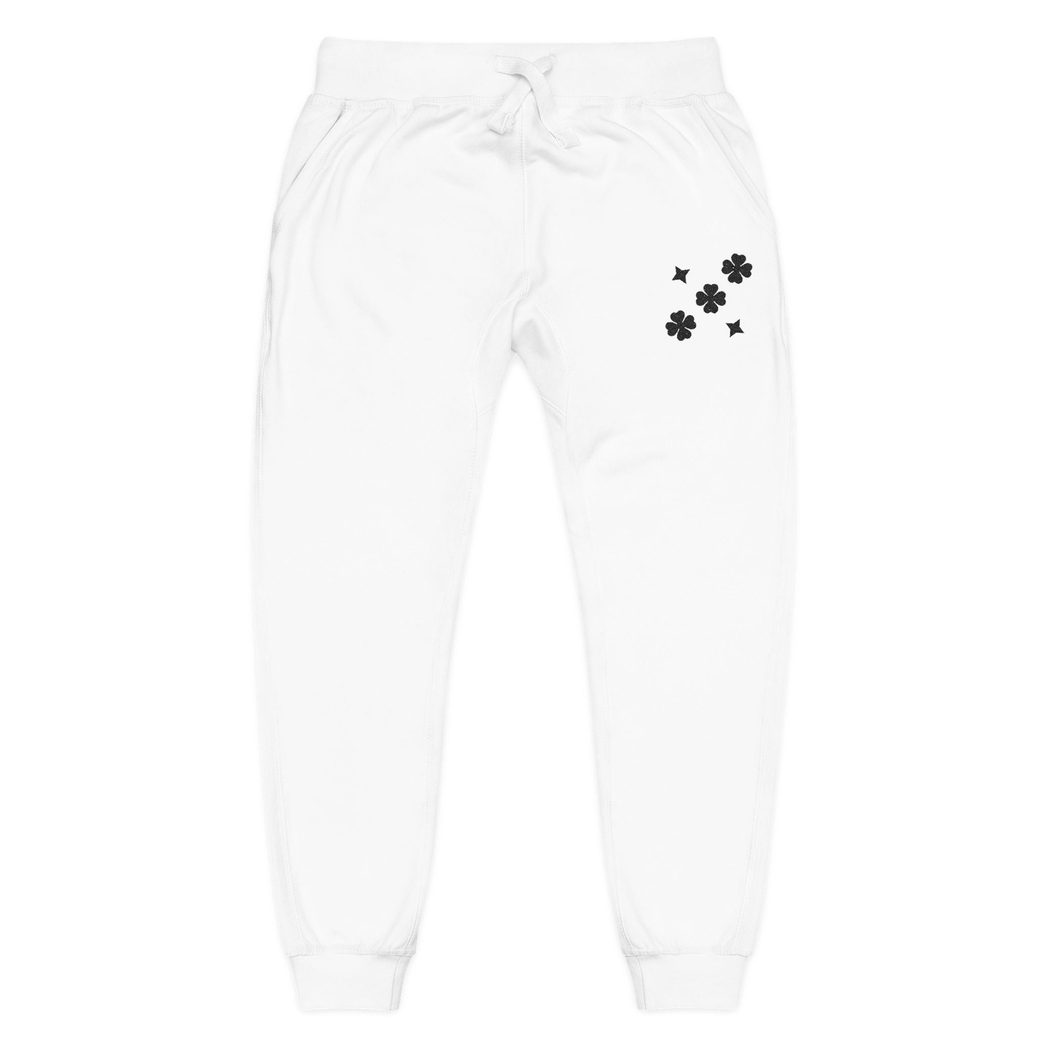 Men Black Stars Fleece Sweatpants -White