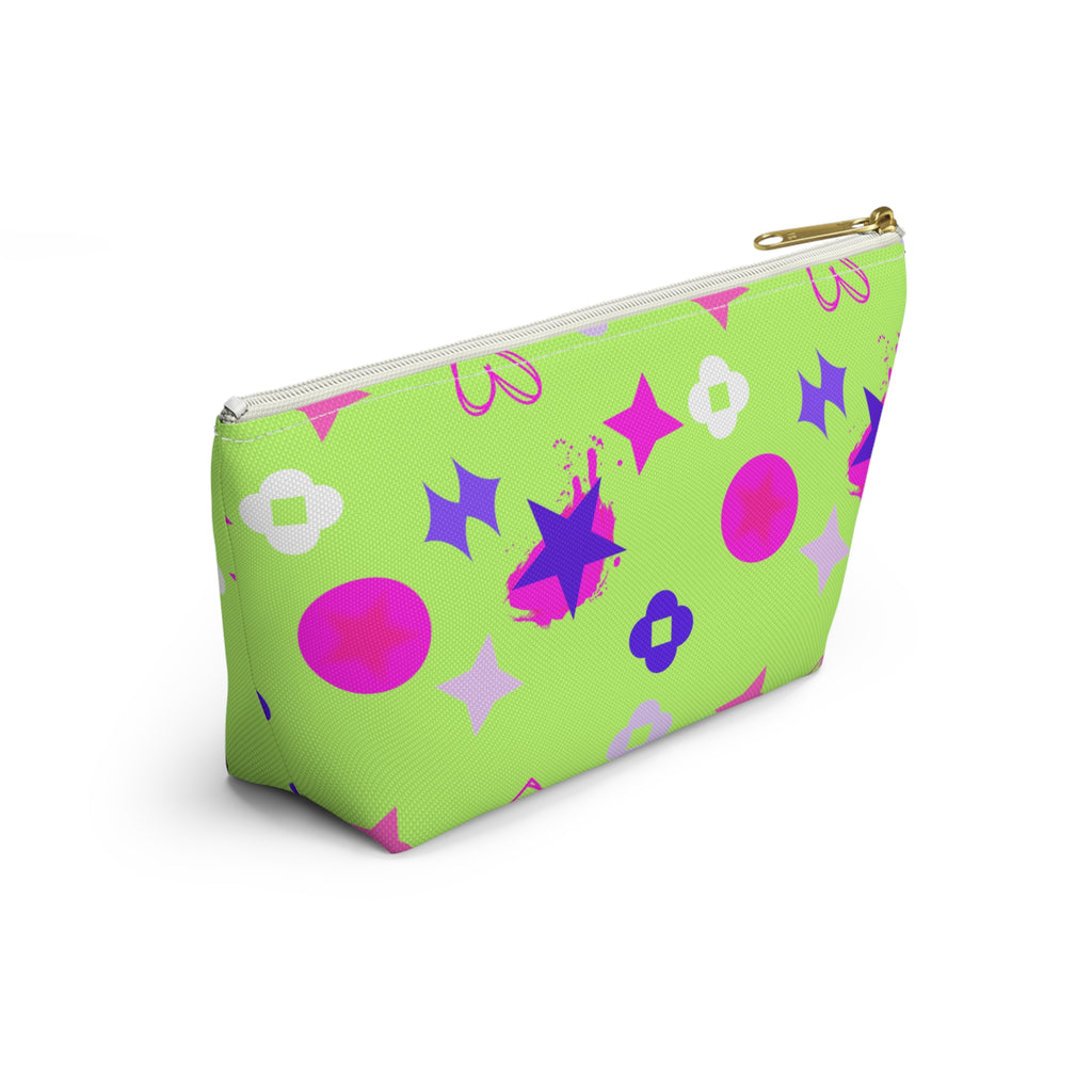 Lime Green Clover Pattern Accessory Makeup & Travel Organizer