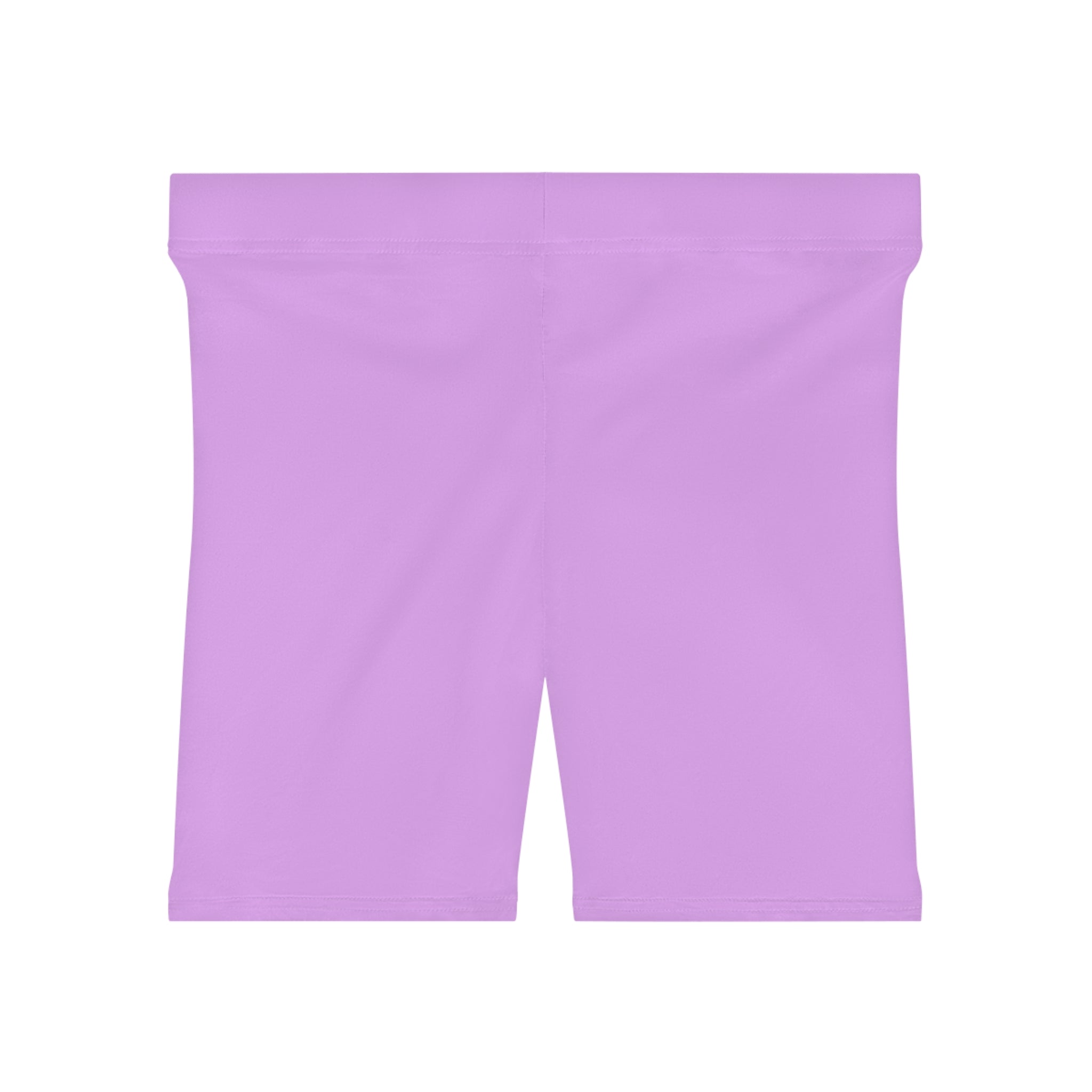 Women's White Shorts with Pink Kiss Logo — Stretchy Athleisure Cycling Shorts Lite Purple