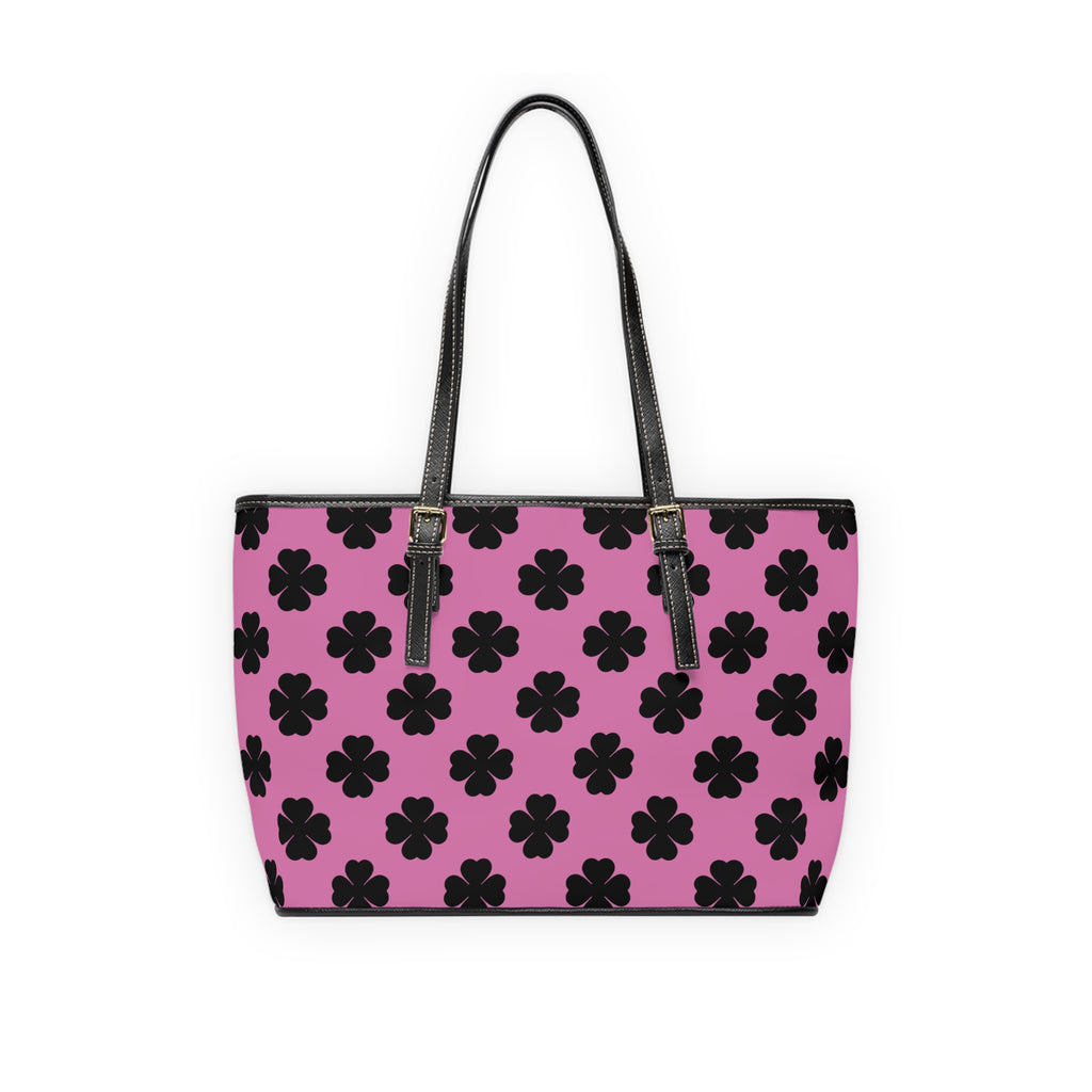 Pink Leather Shoulder Bag White Black Lucky