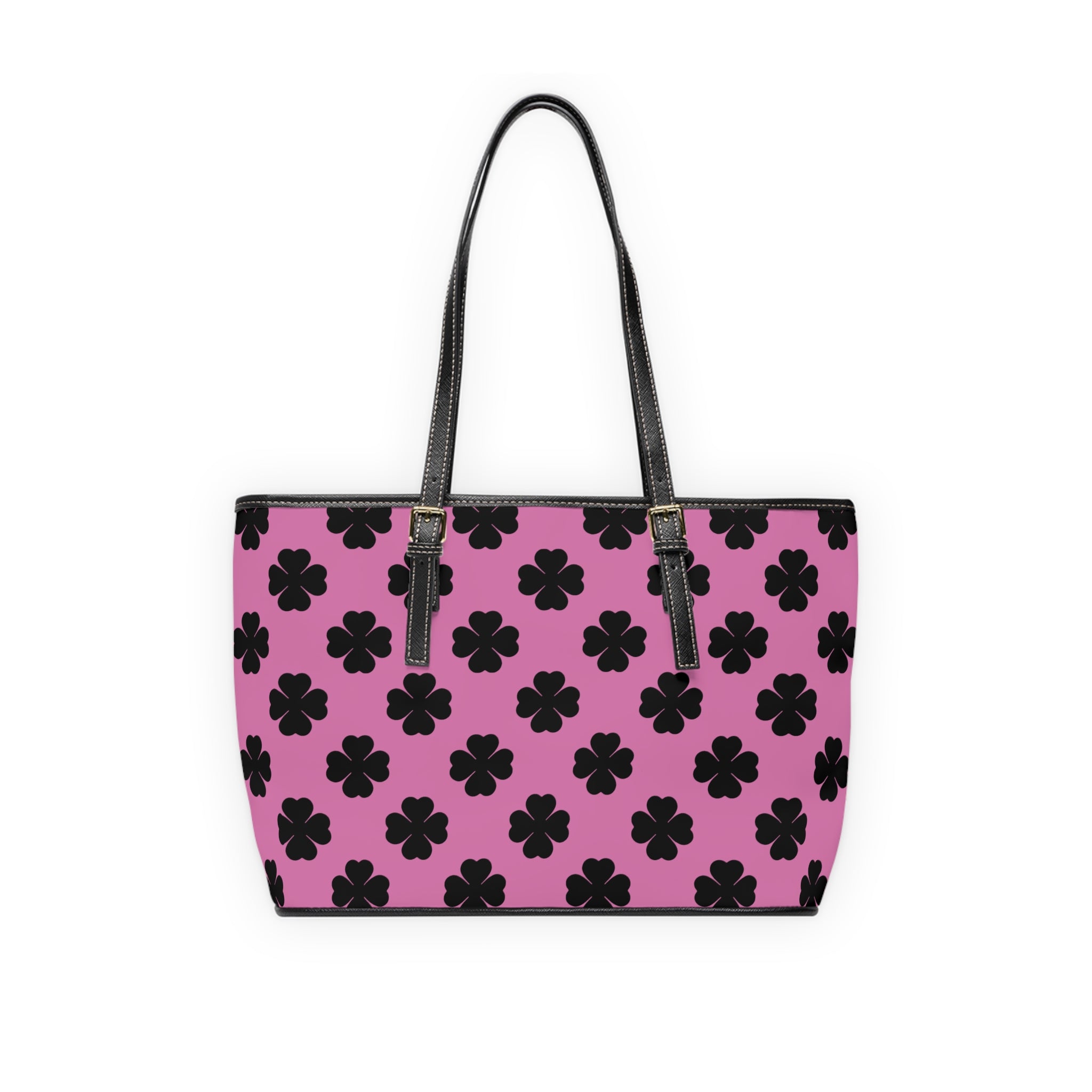 Pink Leather Shoulder Bag White Black Lucky