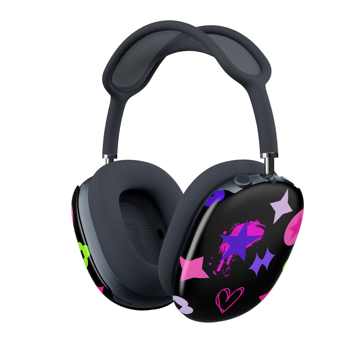 AirPods Max Shell Case — Neon Stars & Hearts Protective Cover