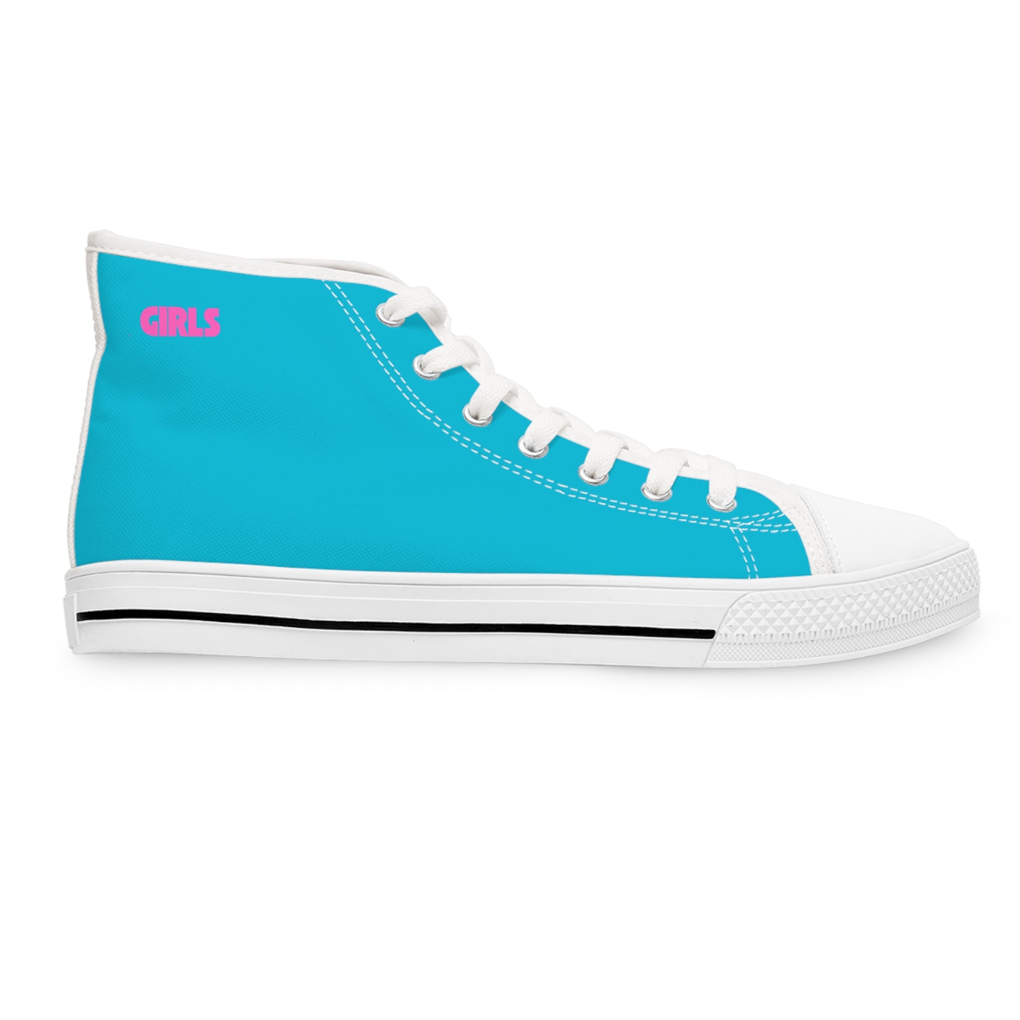 Classic Ocean Blue High-Top Sneakers — Women's Casual Canvas Shoes