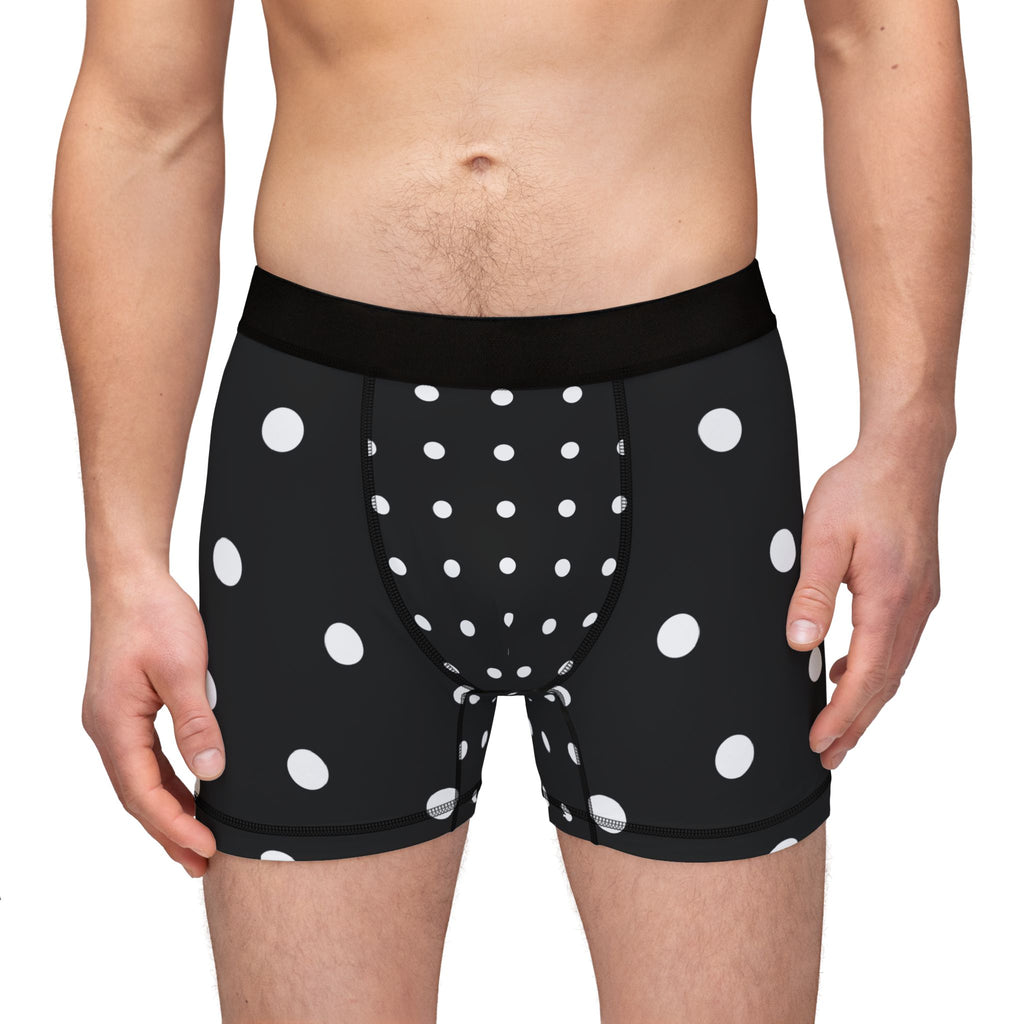 Polka Dot Boxer Briefs — Black & White All-Over-Print Men’s Underwear