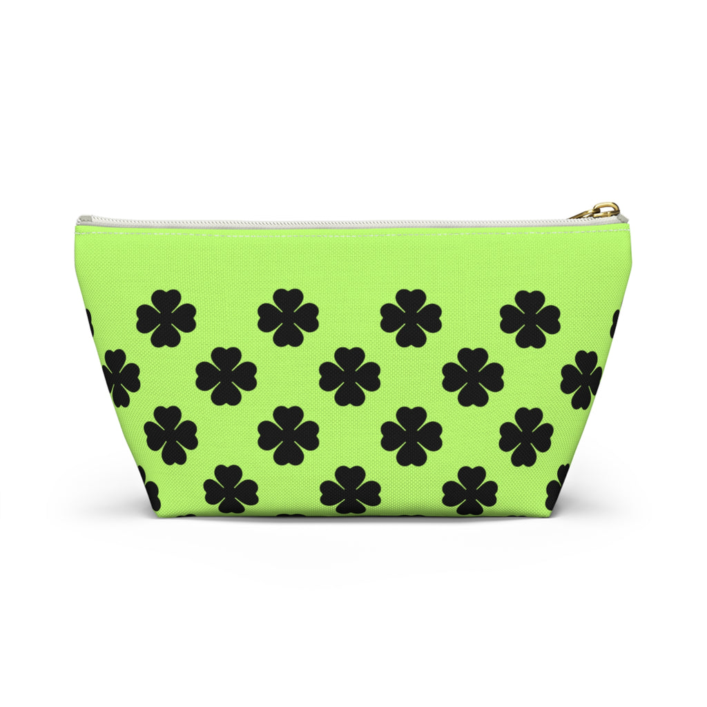 Black Clover Pattern Accessory Makeup & Travel Organizer Lime Green
