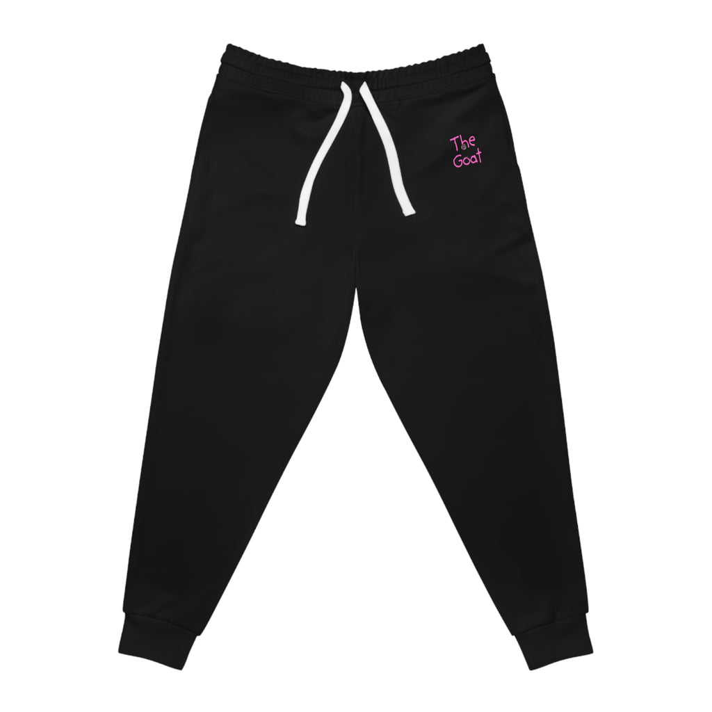 Black Athletic Joggers with Pink Heart Accent — Casual Sweatpants