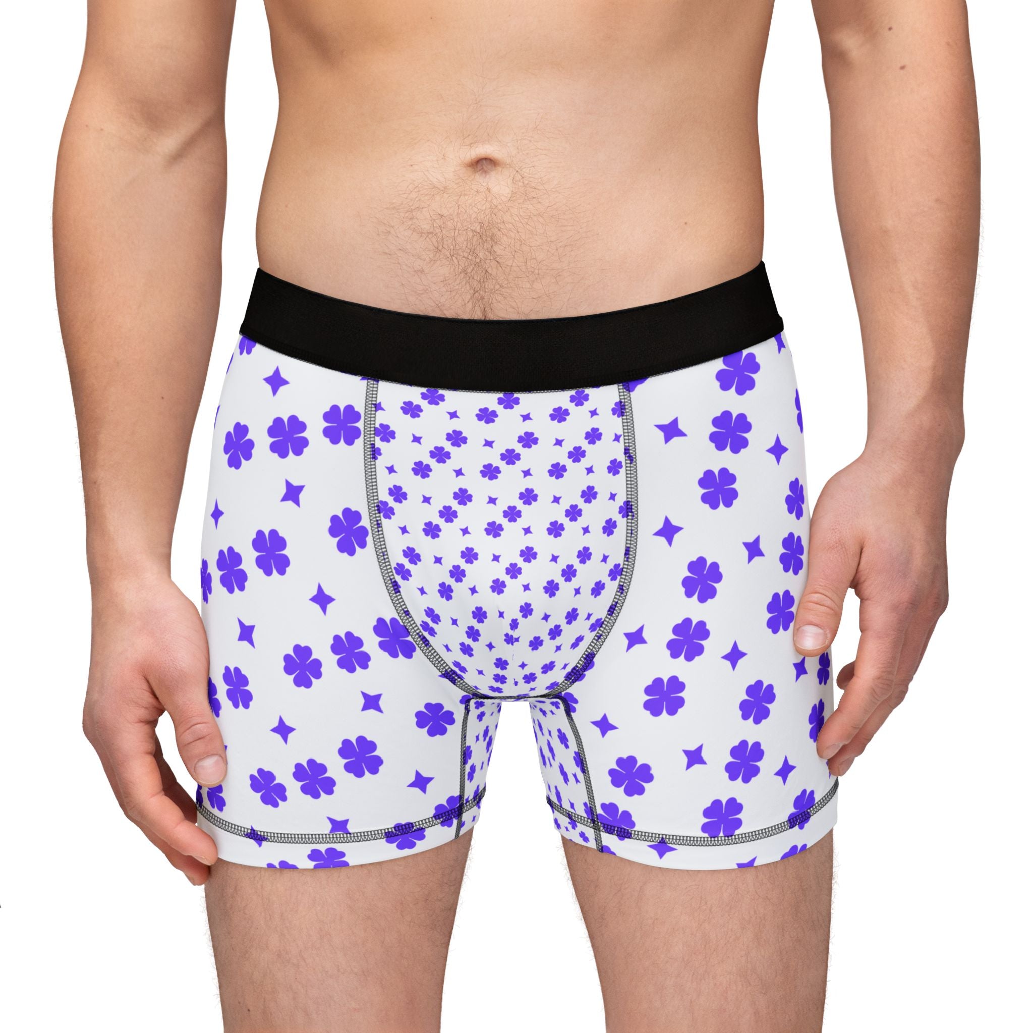 Purple Floral Boxer Briefs - Men's All-Over Print Comfortable Underwear
