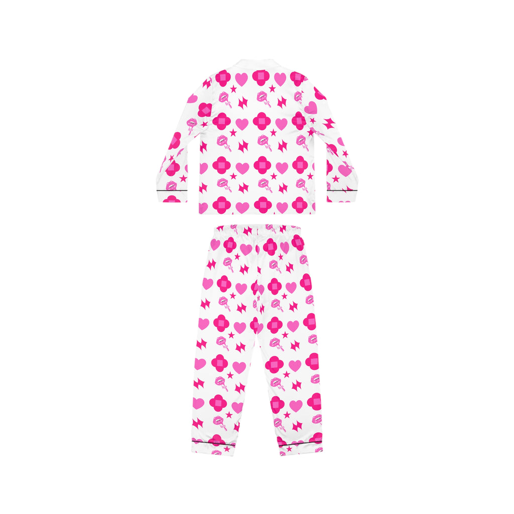 Women's Pajama Set — Pink Heart & Star Print Sleepwear