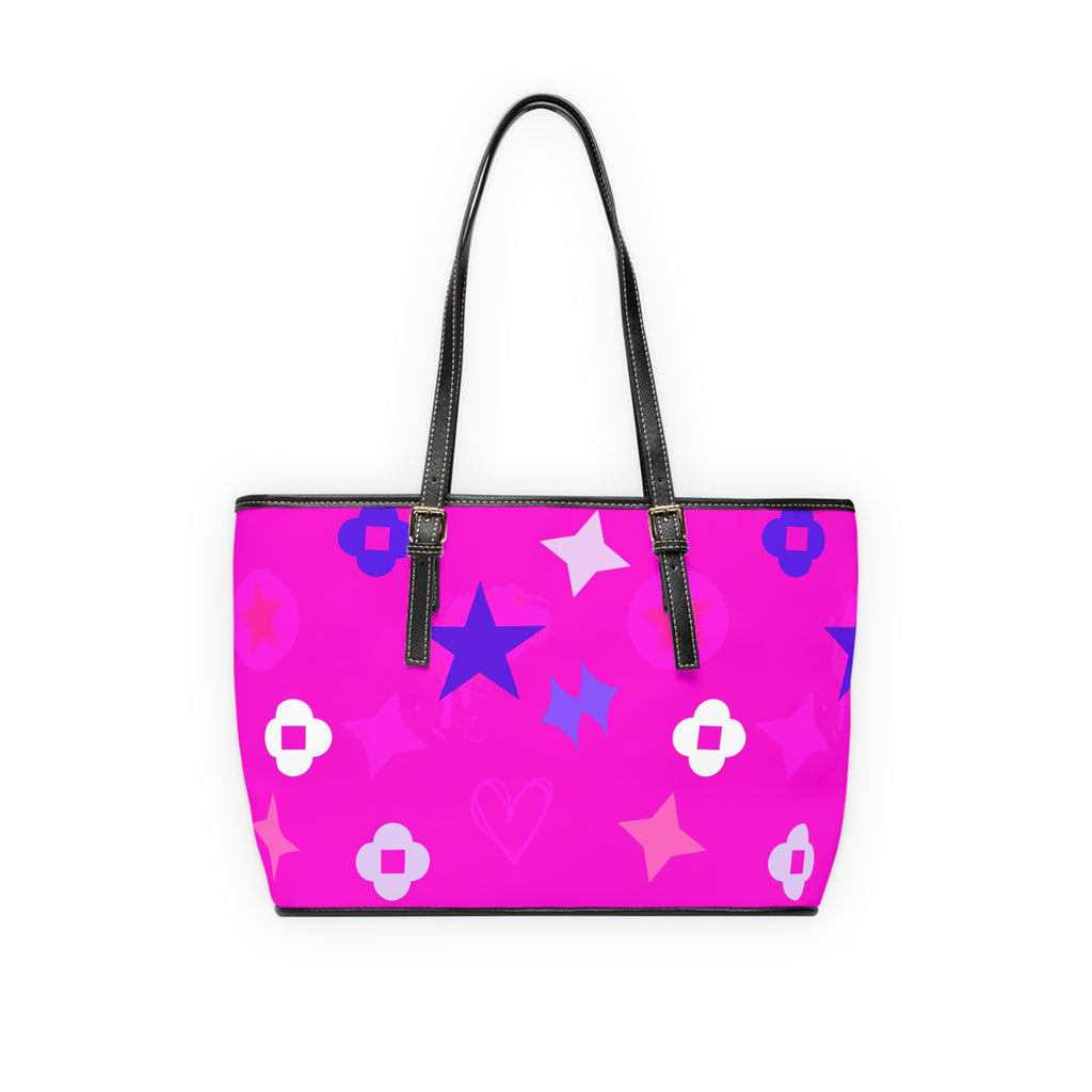Neon Pink Shoulder Bag — Graffiti Stars Tote