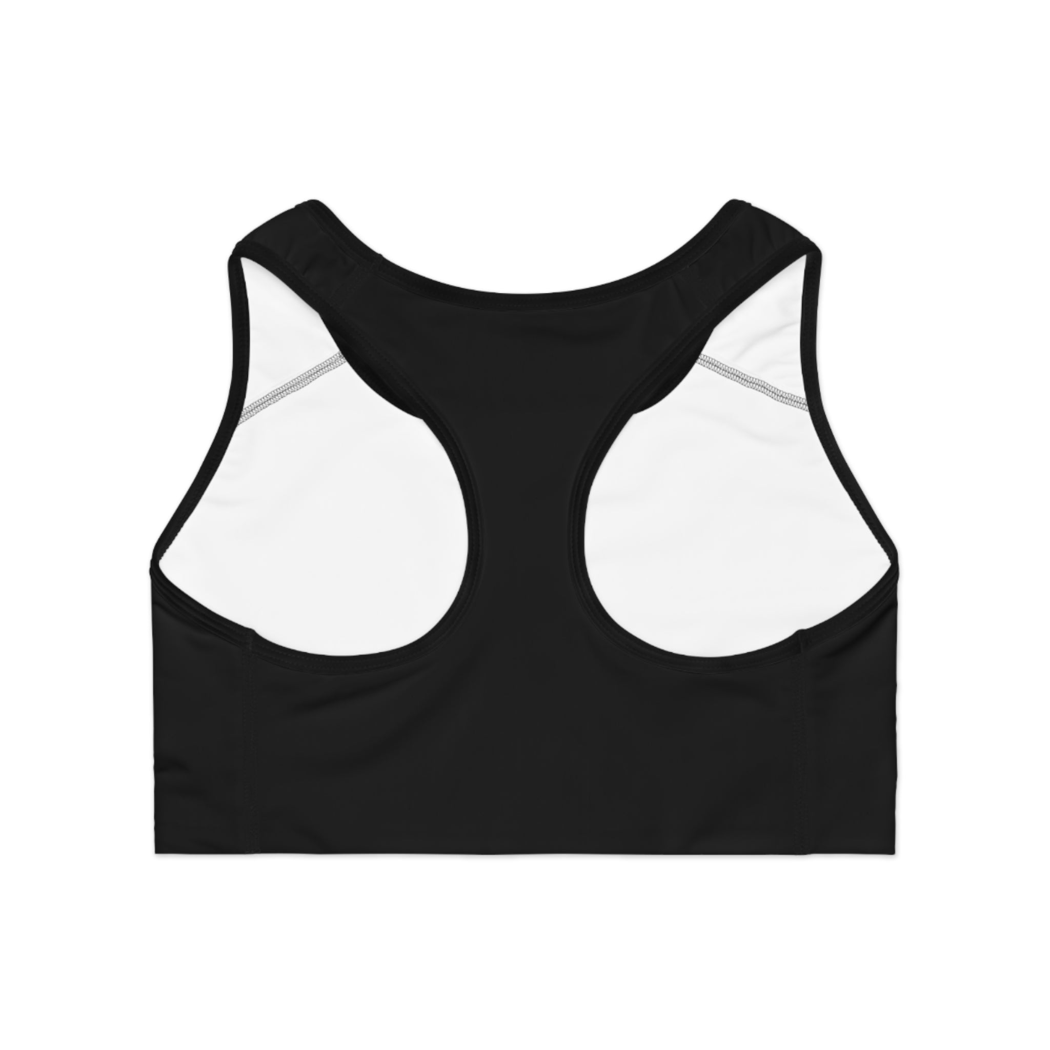 Kiss Me Pink Lip Print Sports Bra — Black Racerback Activewear