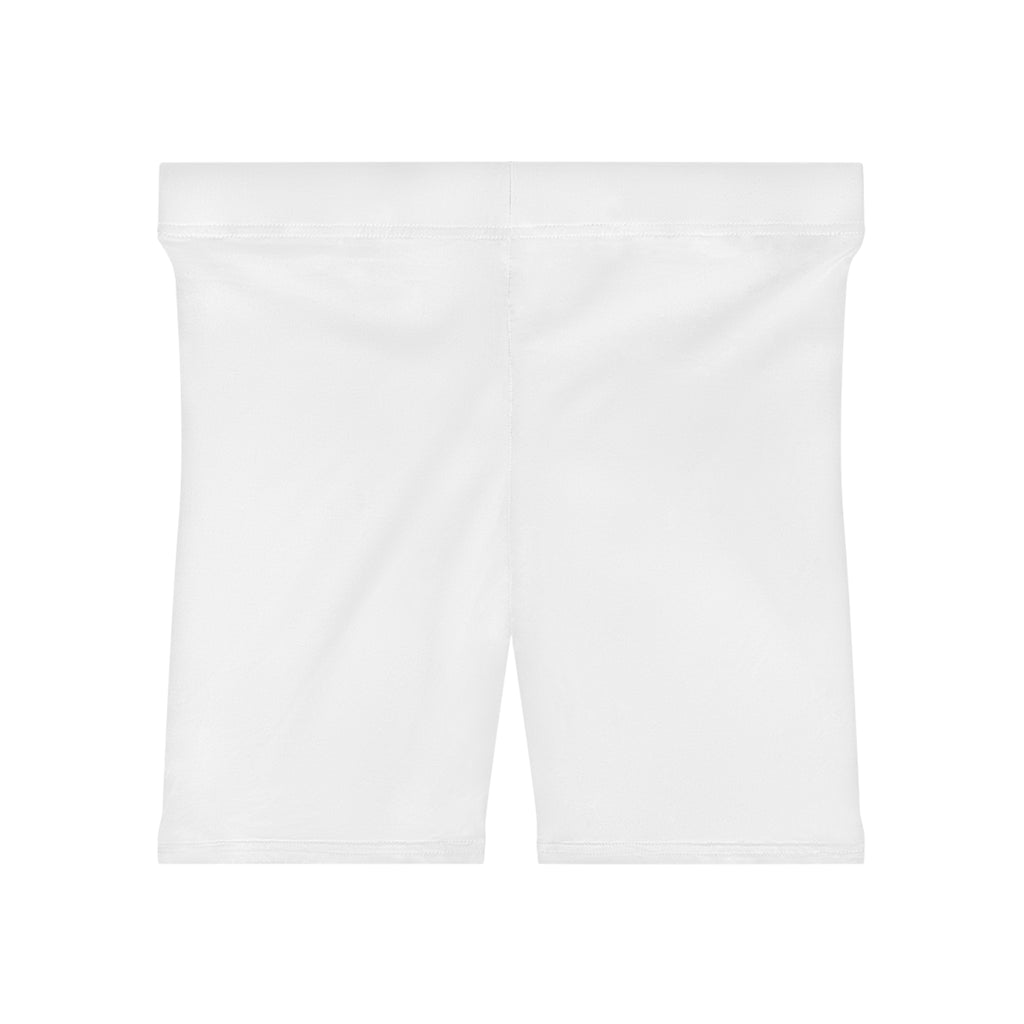Women's White Shorts with Pink Kiss Logo — Stretchy Athleisure Cycling Shorts
