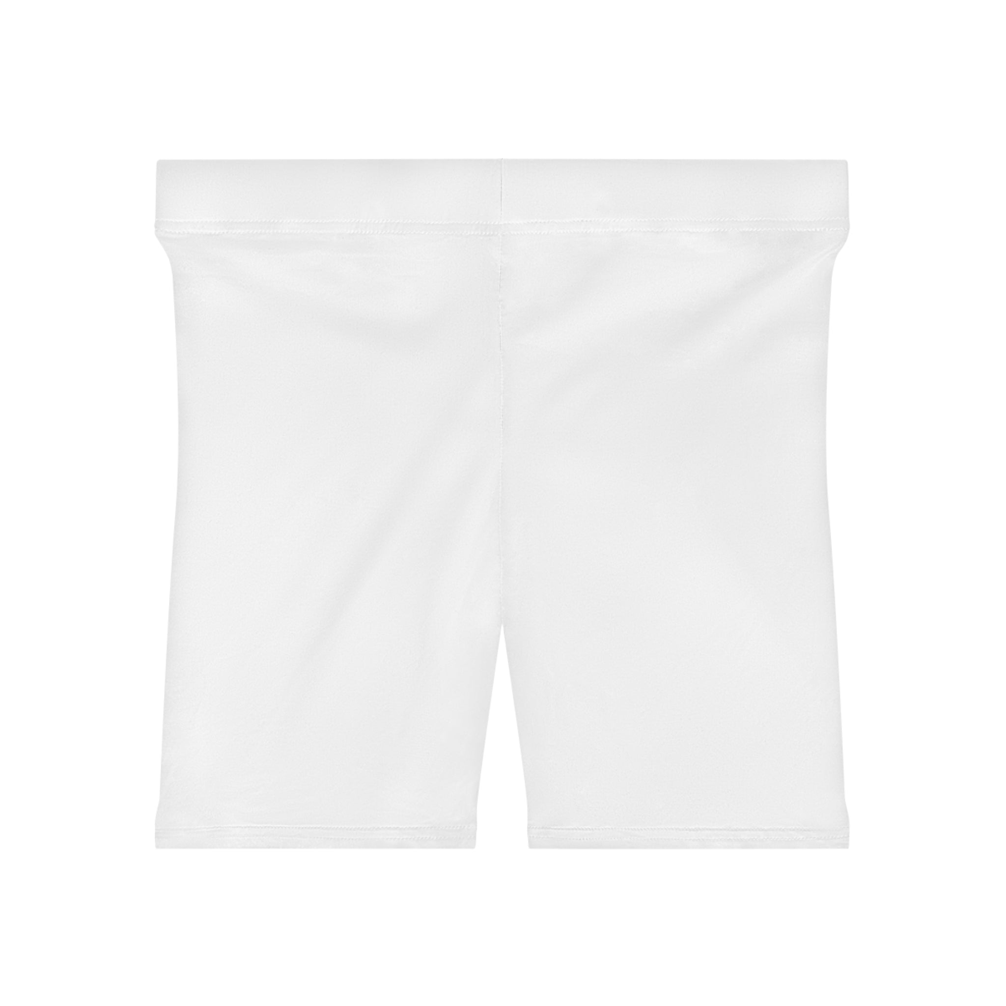 Women's White Shorts with Pink Kiss Logo — Stretchy Athleisure Cycling Shorts