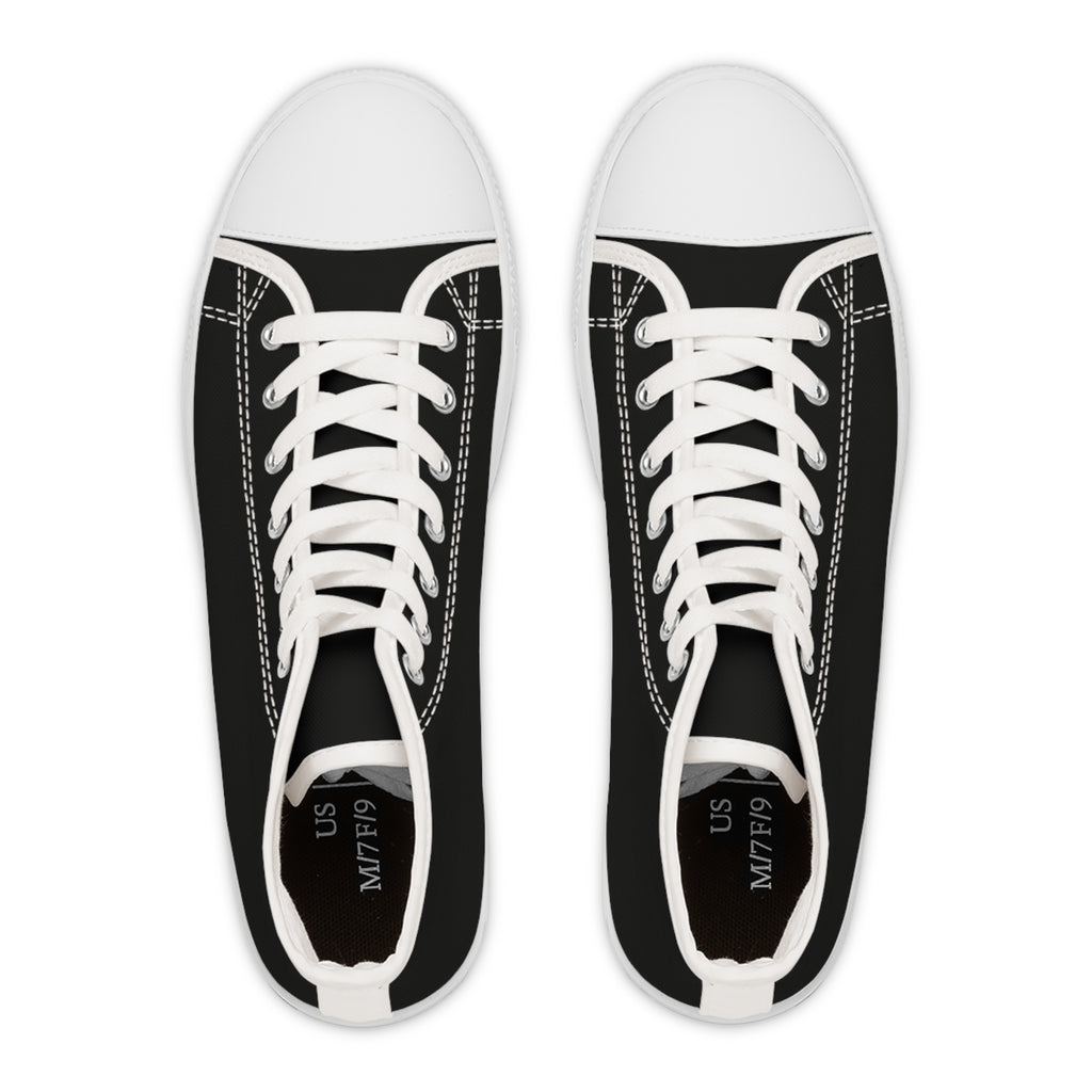Classic Black High-Top Sneakers — Women's Casual Canvas Shoes