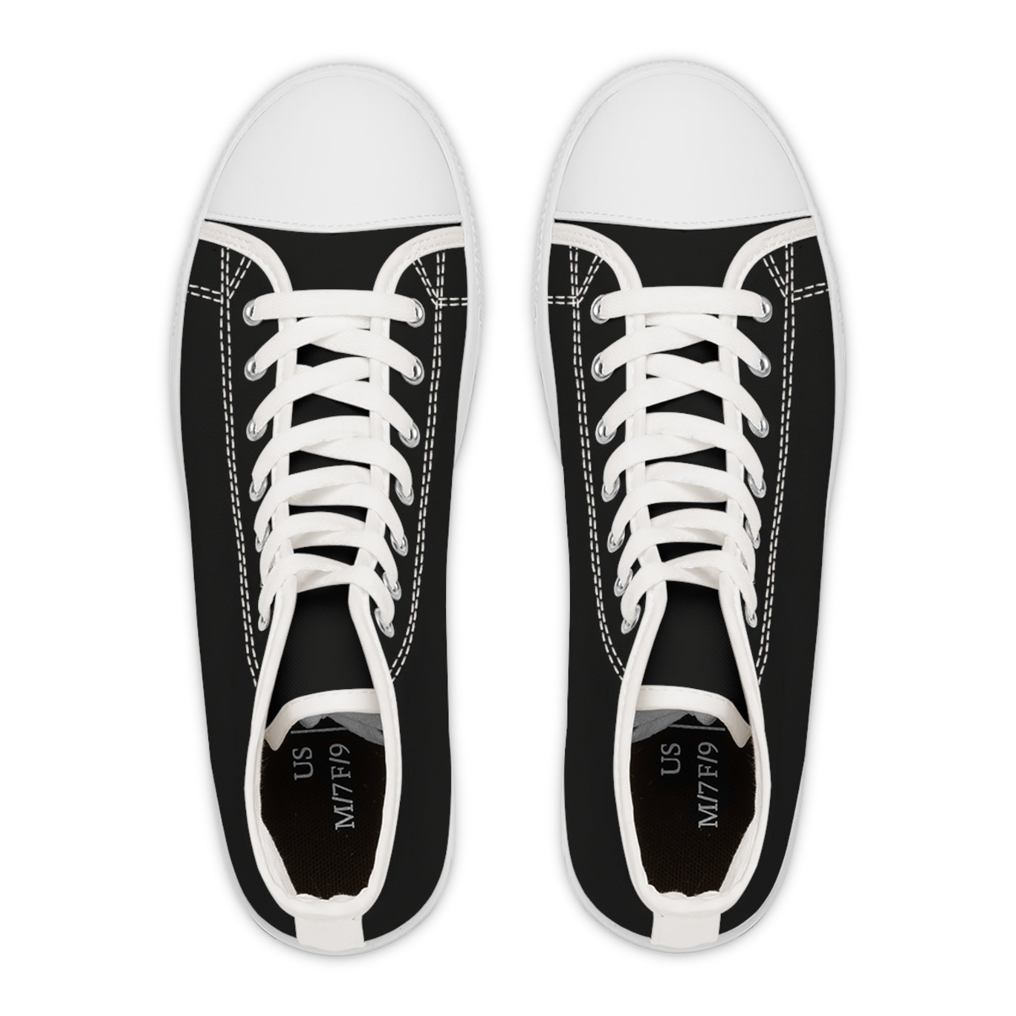 Classic Black High-Top Sneakers — Women's Casual Canvas Shoes