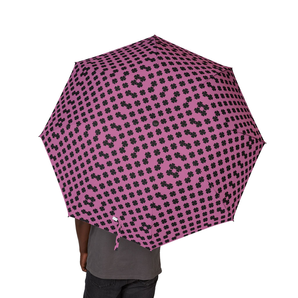 Foldable Umbrella — Pink Plaid Dot Pattern,Travel Umbrella
