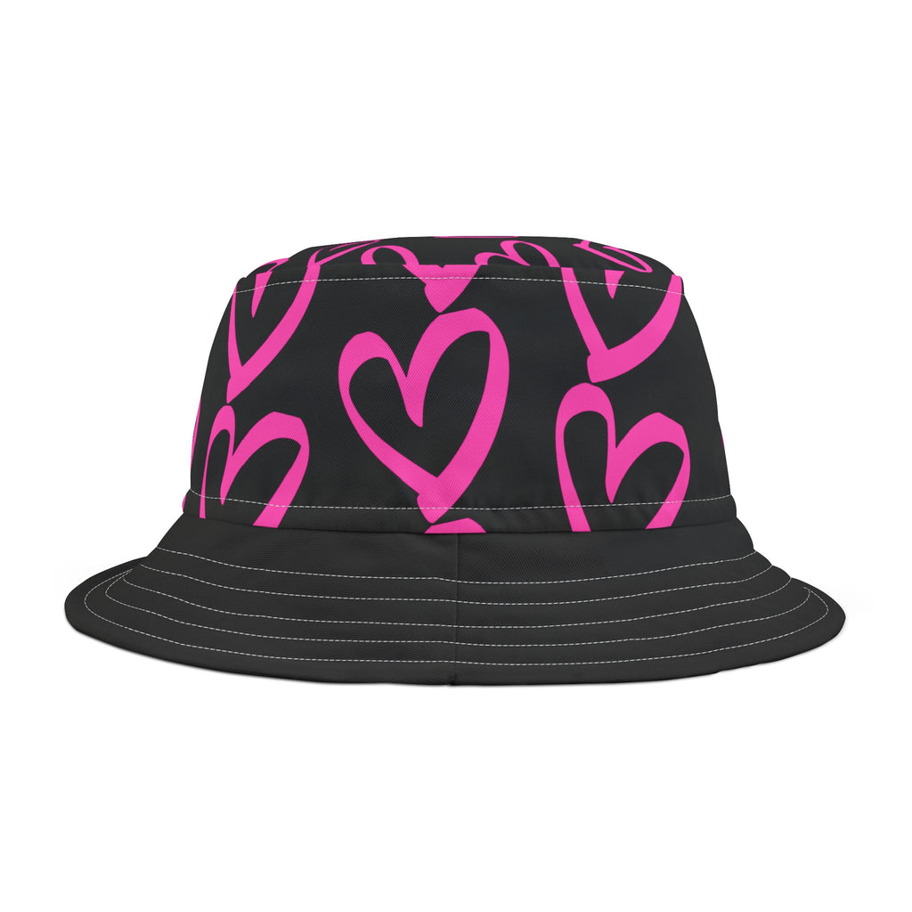 Pink Heart Bucket Hat — Summer Hat