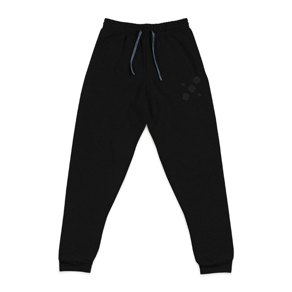 Embroidered  Black Stars Joggers - Casual Sweatpants Black