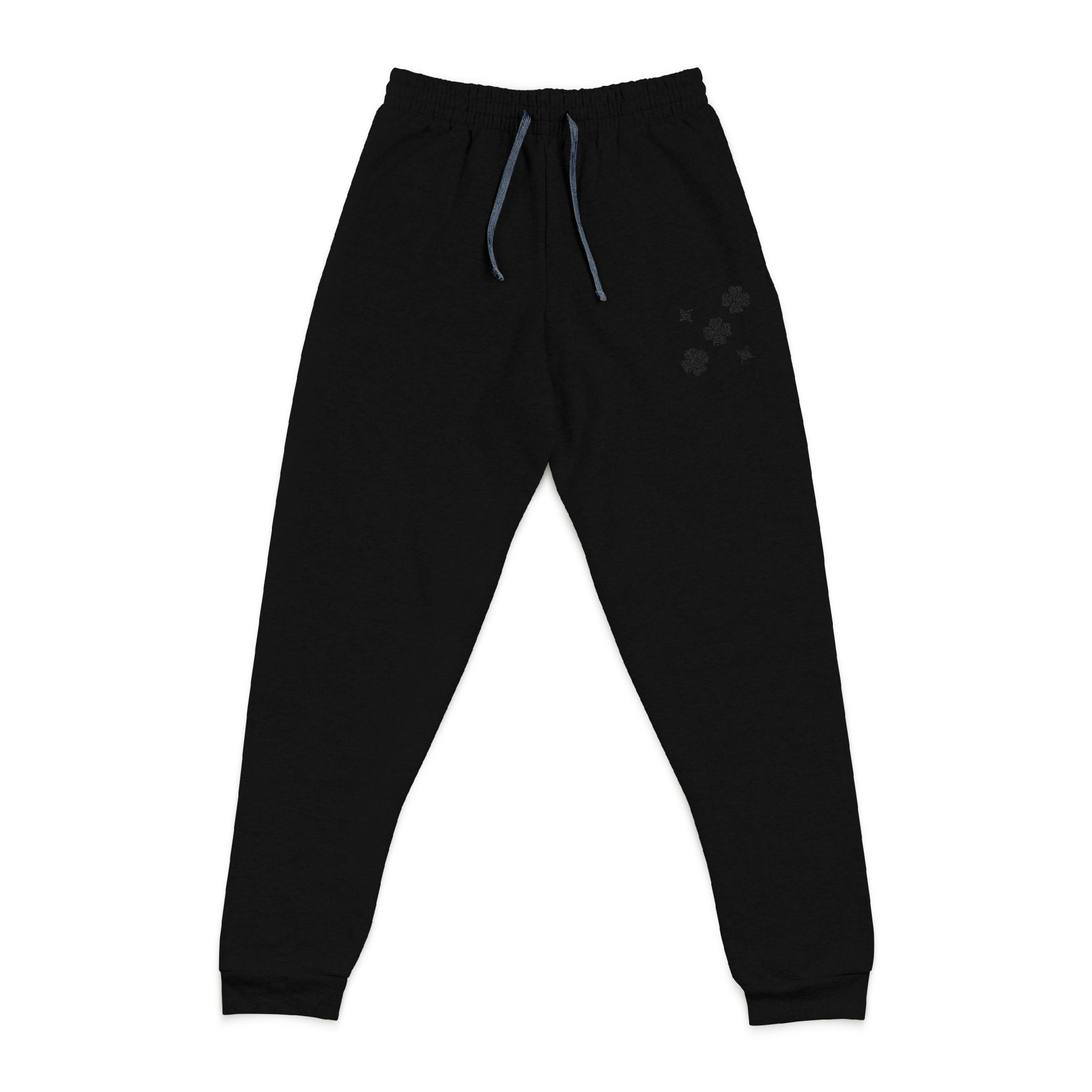 Embroidered  Black Stars Joggers - Casual Sweatpants Black