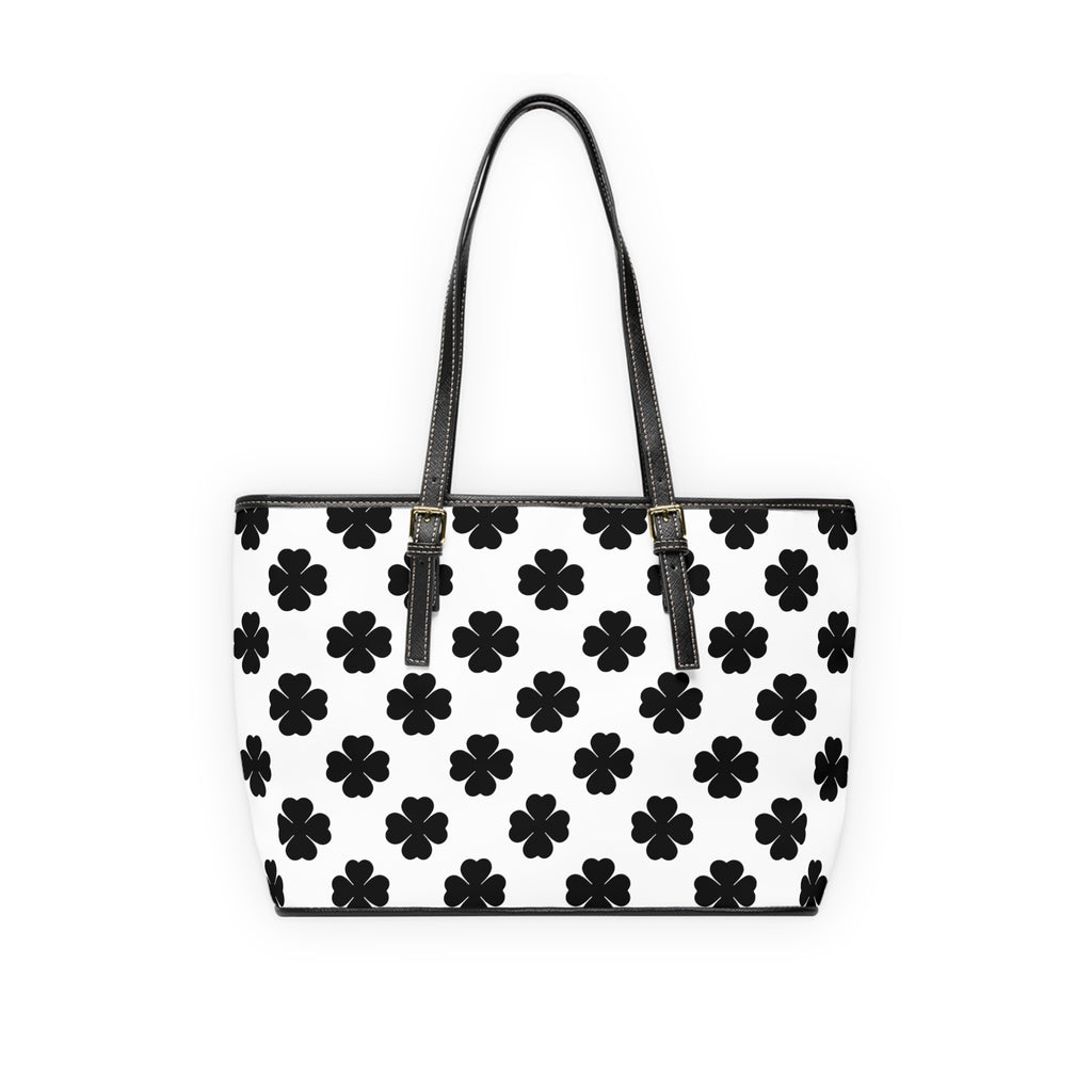 Leather Shoulder Bag White Black Lucky