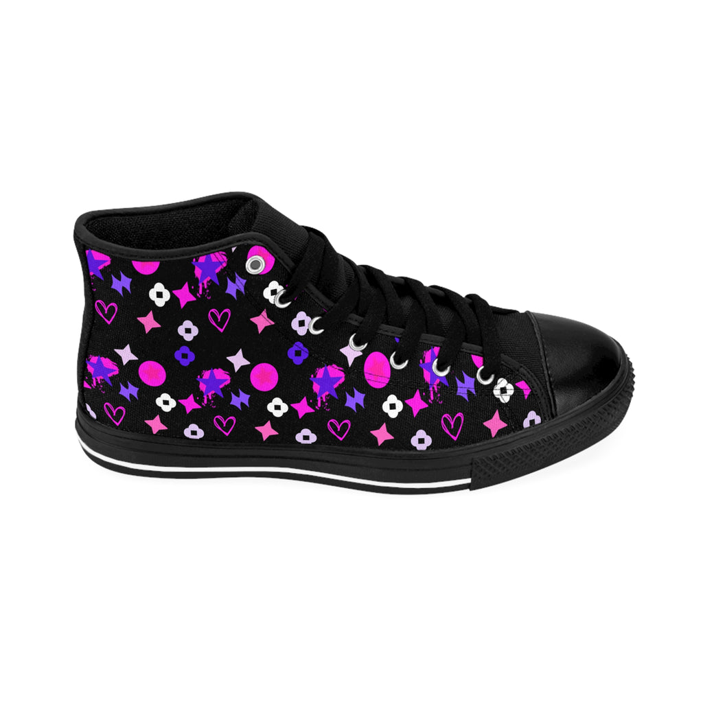 Women's Classic Sneakers Purple Black Stars