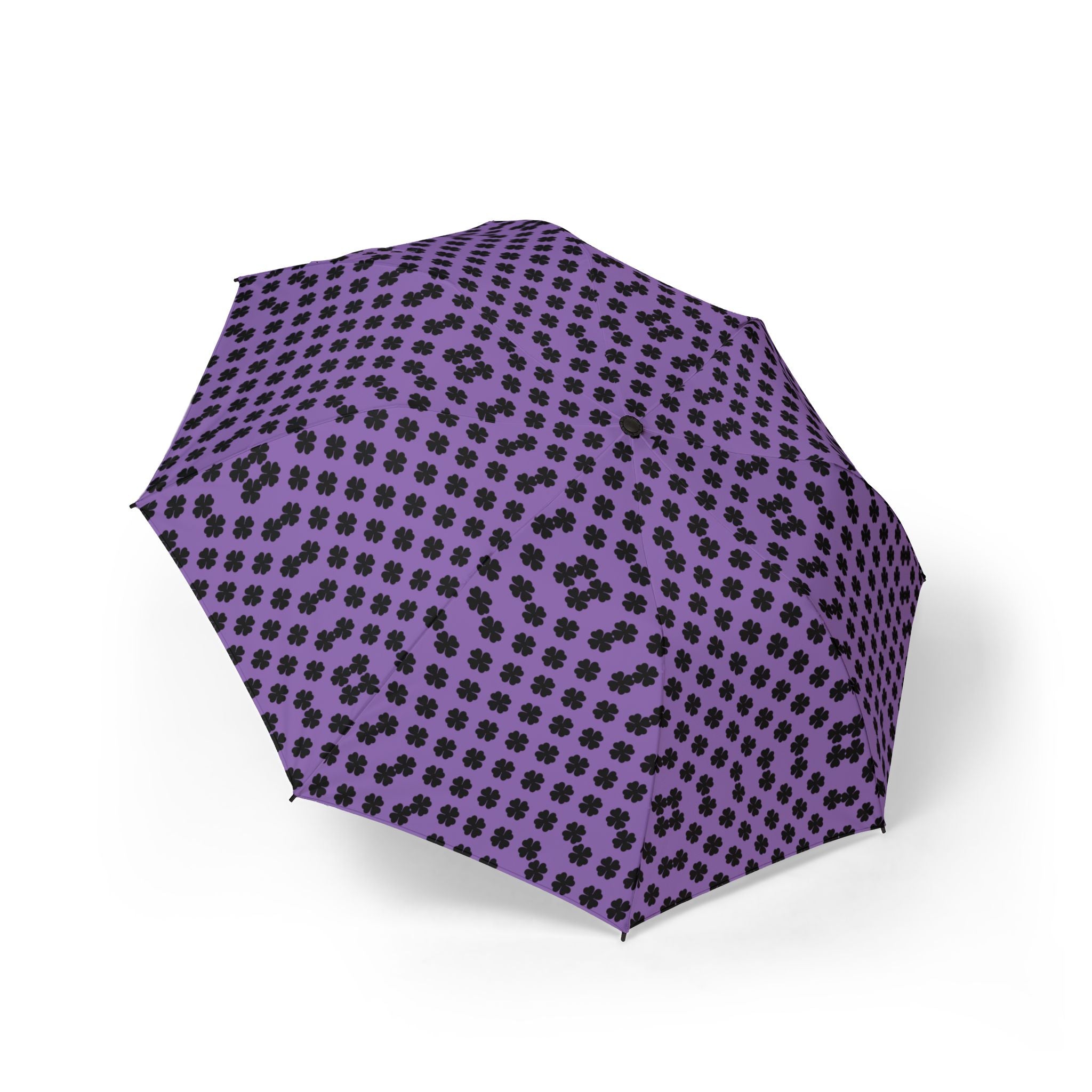 Foldable Umbrella — Purple Plaid Dot Pattern, Compact Travel Umbrella
