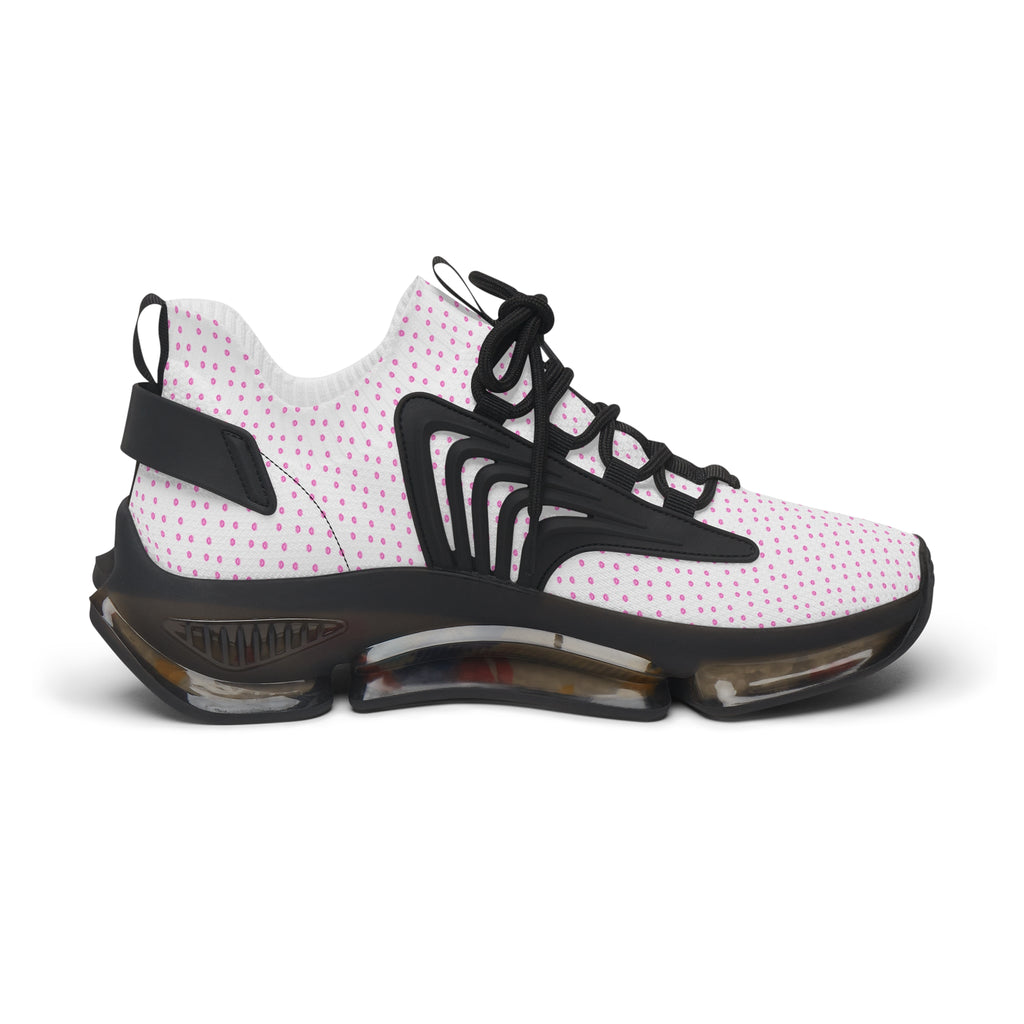 Women’s Mesh Sneakers — White Pink Kiss Print Athletic Shoes