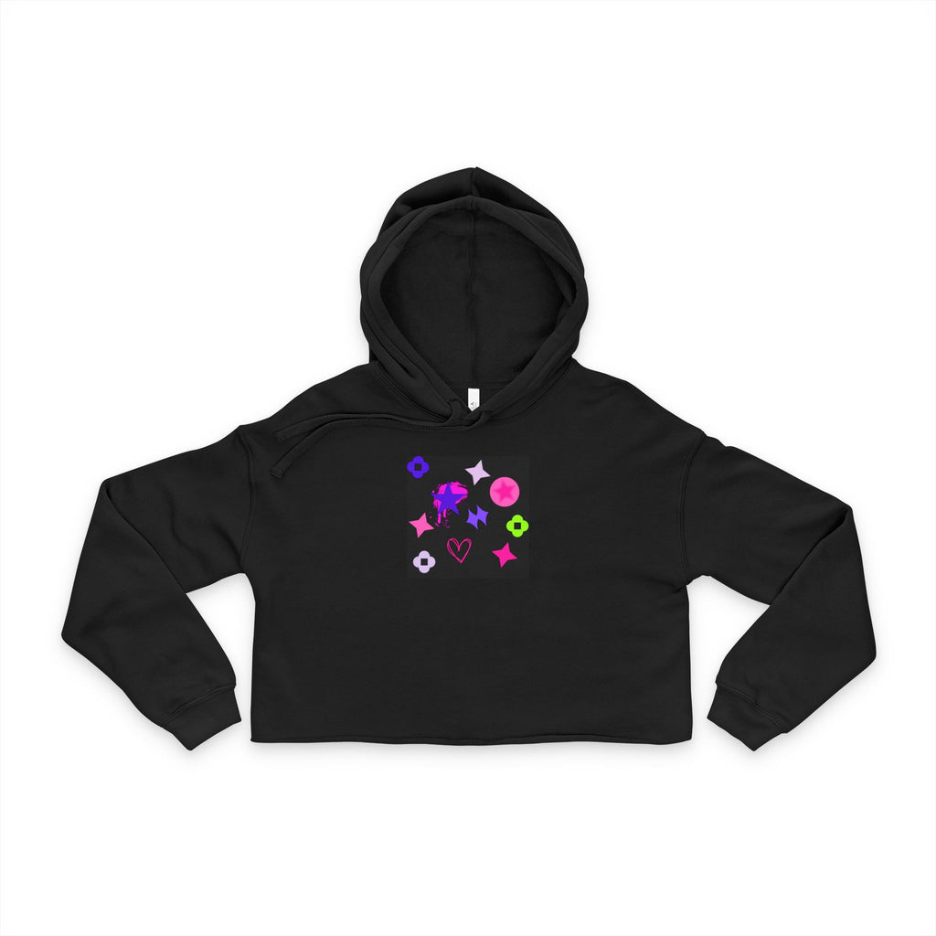 Cropped Hoodie — Neon Pastel Icon Pattern (Women’s)