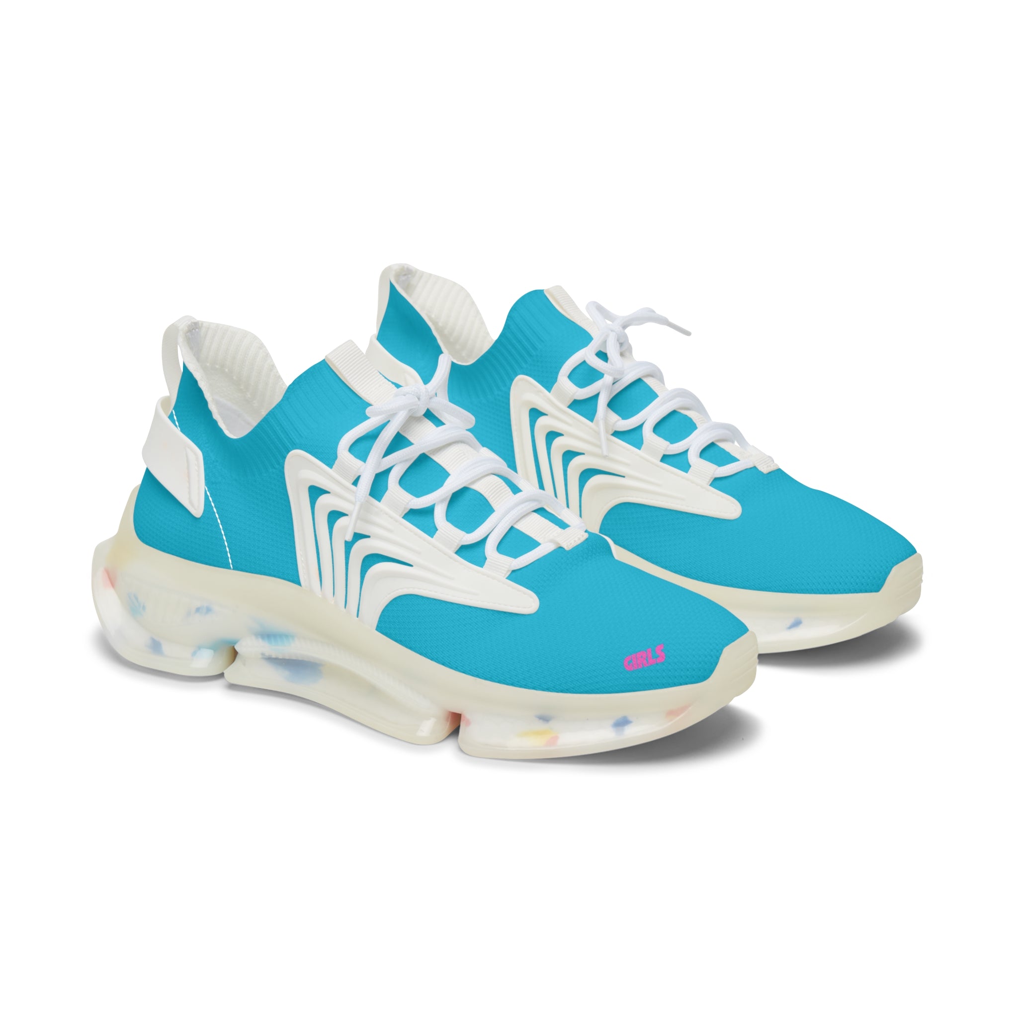 Neon Ocean Blue Women's Mesh Sneakers — Lightweight Breathable Athletic Shoes
