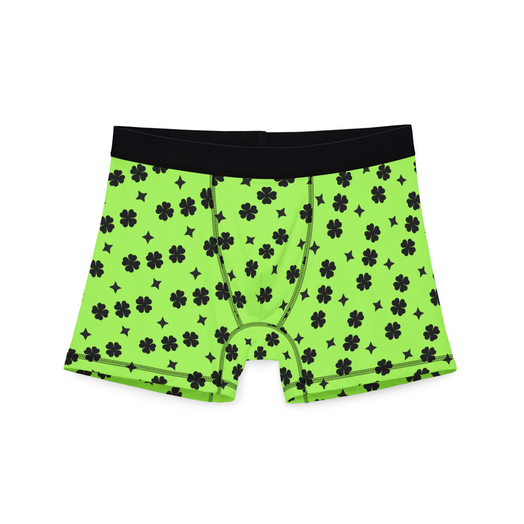Men's Clover Print Boxer Briefs — Neon Green Underwear